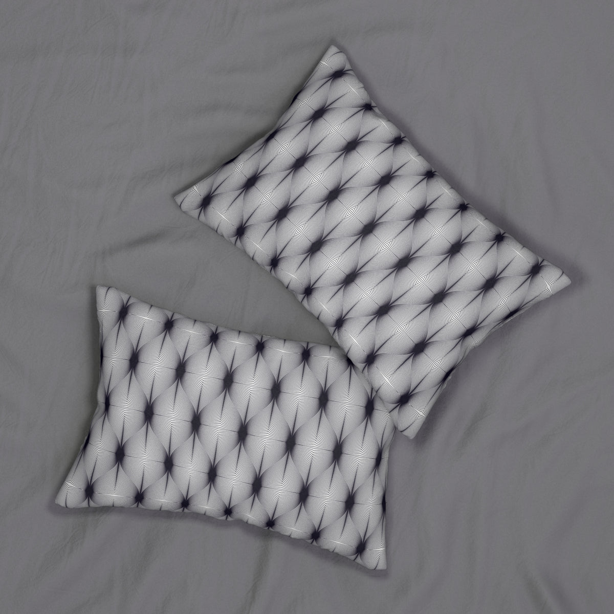 Navy White Deco Linework Lumbar Pillow 14x20, Op Art Accent Pillow