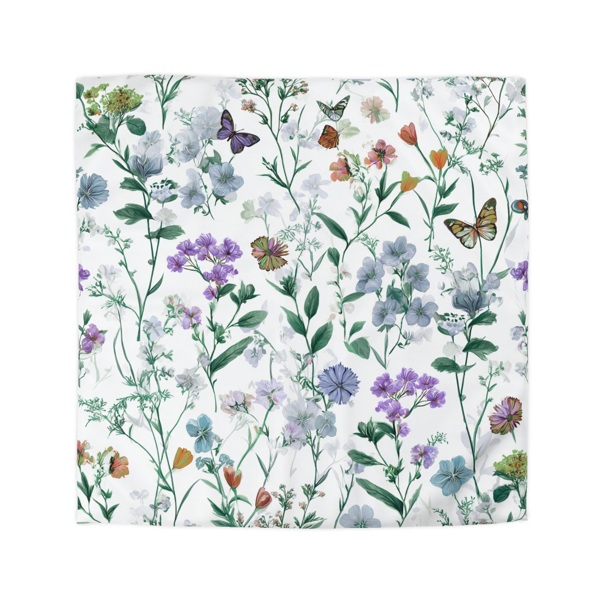 Floral Modern Duvet, Pillow Cover | White Green Bedroom Decor