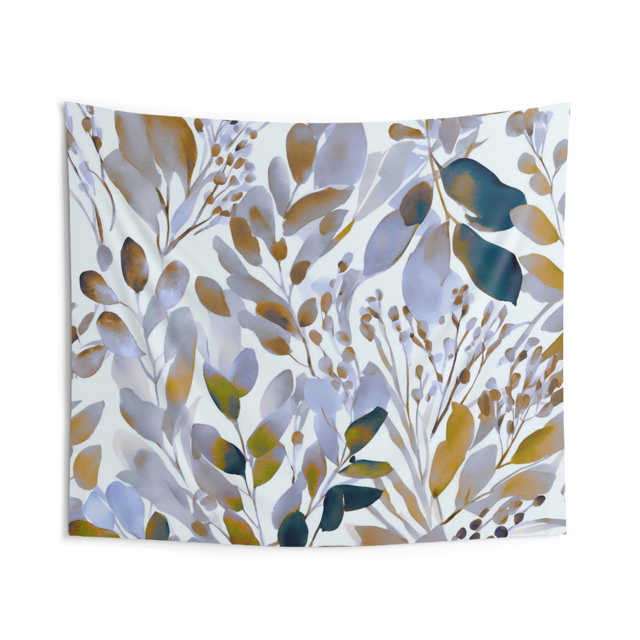 Abstract Wall Hanging Fabric Tapestry; Blue Yellow Watercolor