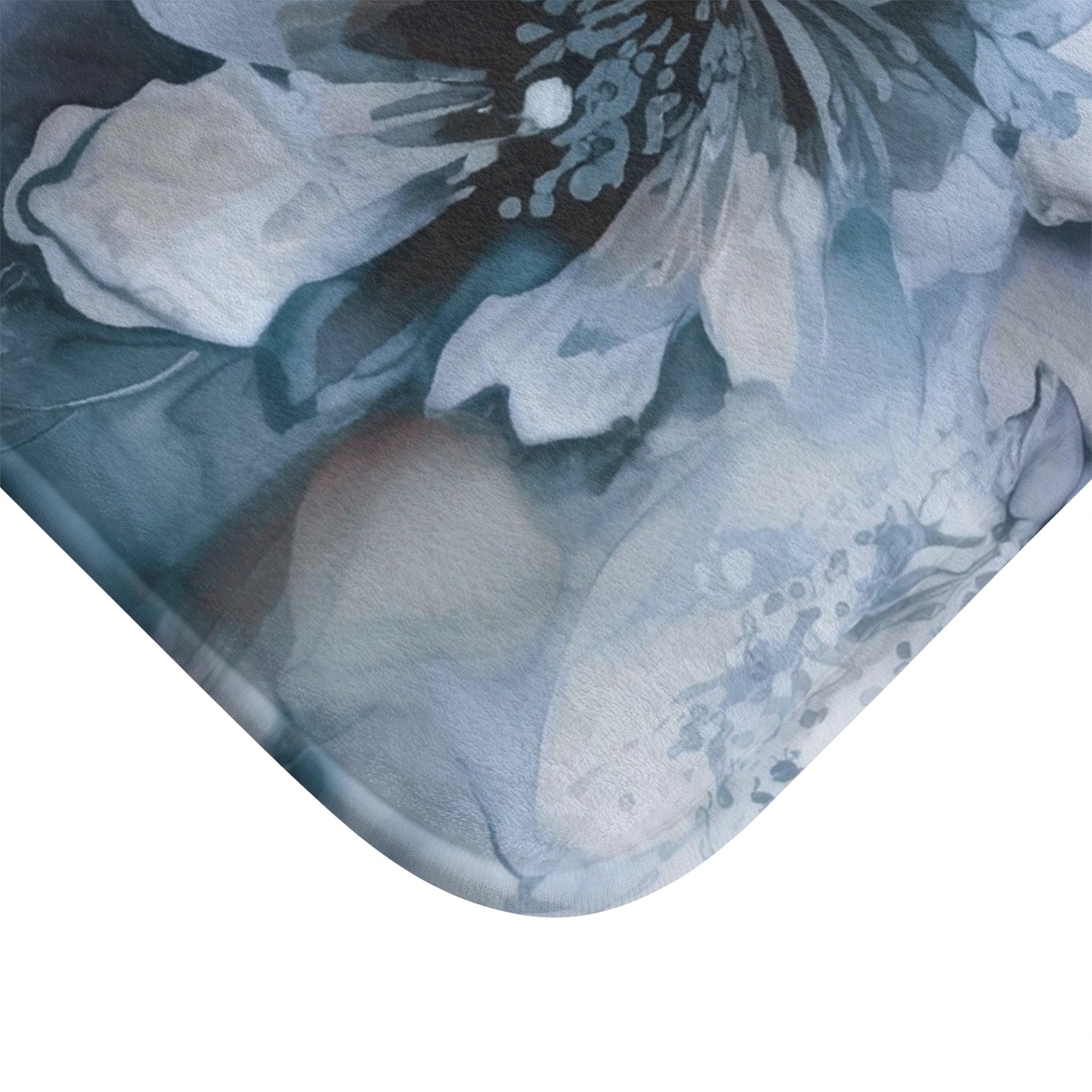 Floral Bath Mat | Pale Blue Watercolor Kitchen Mat