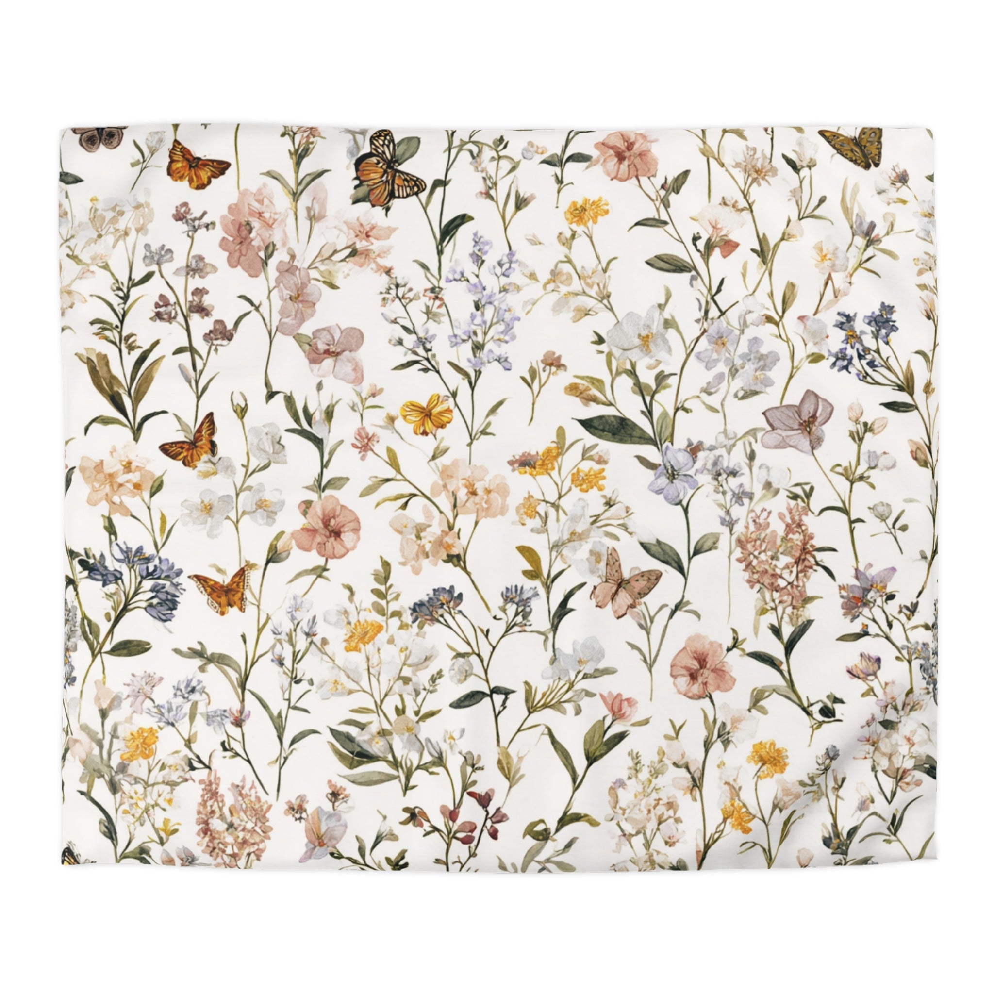 Floral Modern Duvet, Pillow Cover | White Beige Bedroom Decor