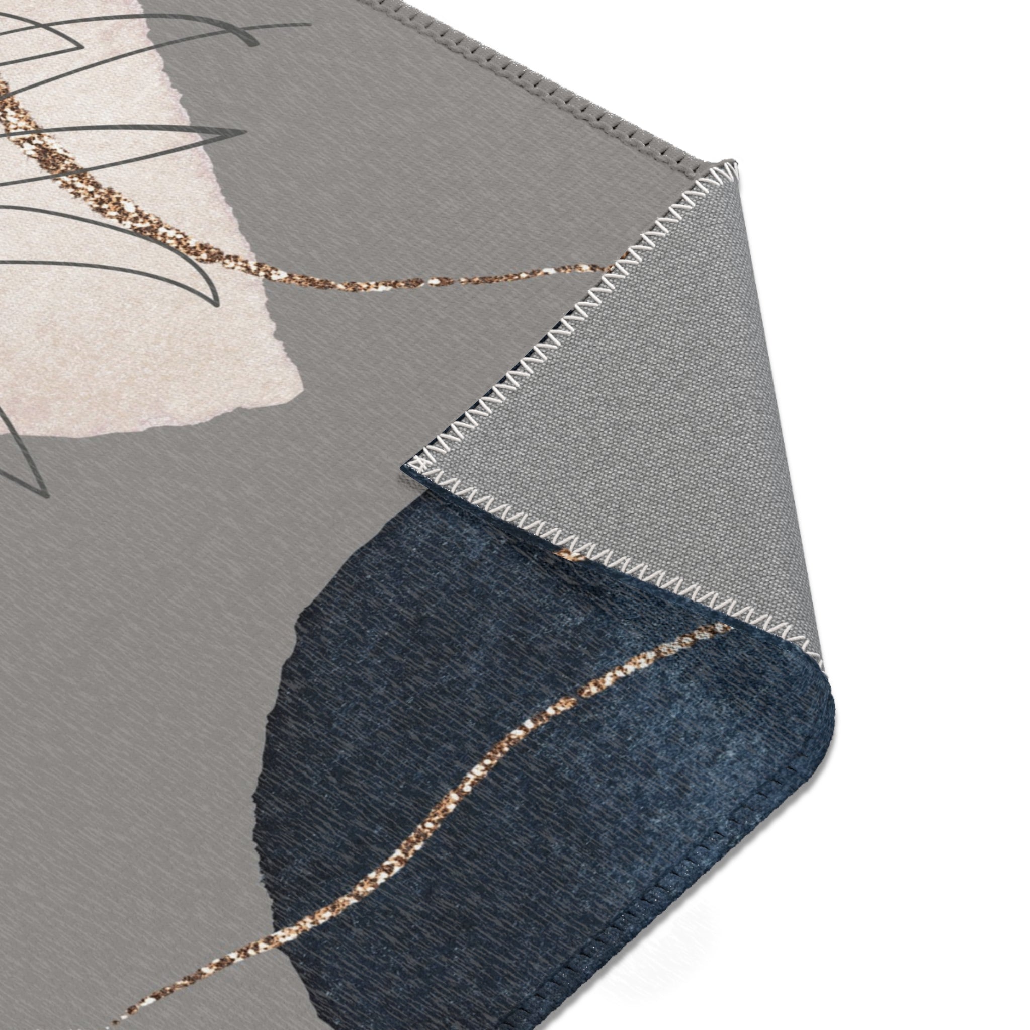 Area Rugs, Grey Navy Blue, Ivory Abstract Watercolor