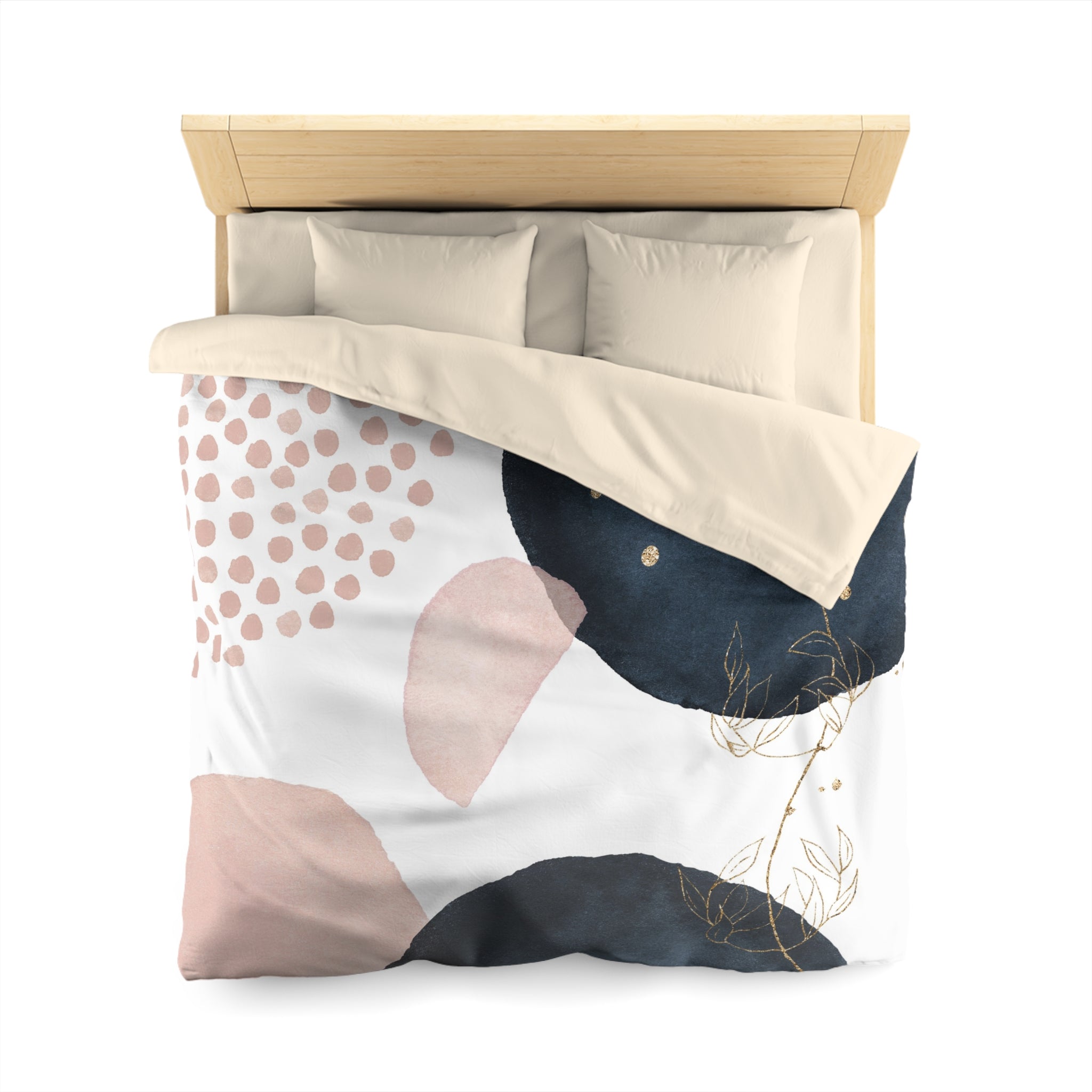 Abstract Duvet Cover | White Blush Pink, Navy Blue Blanket | Bedroom Decor