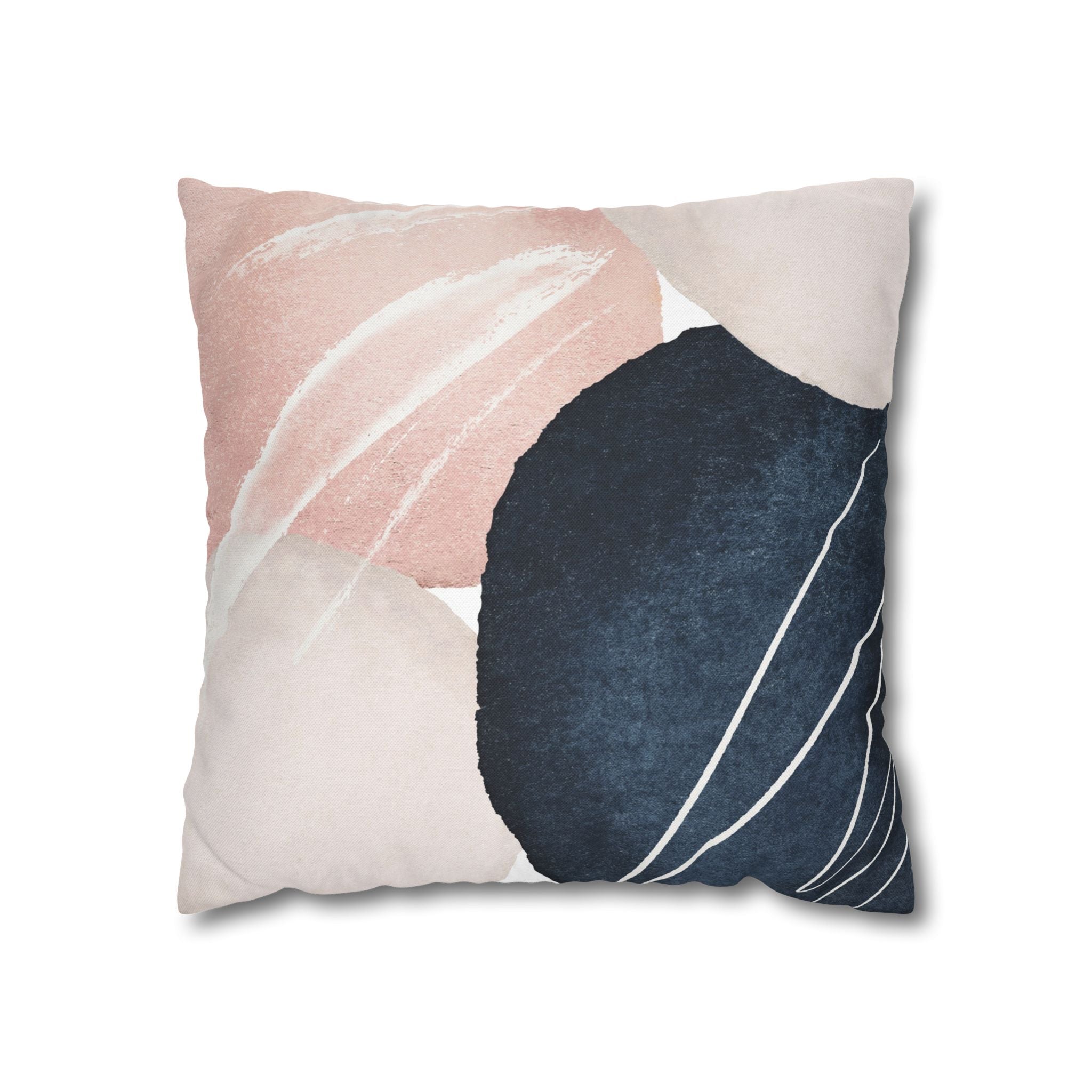 Abstract Pillow Cover | Blush Pink Navy Blue Watercolor Pillowcase