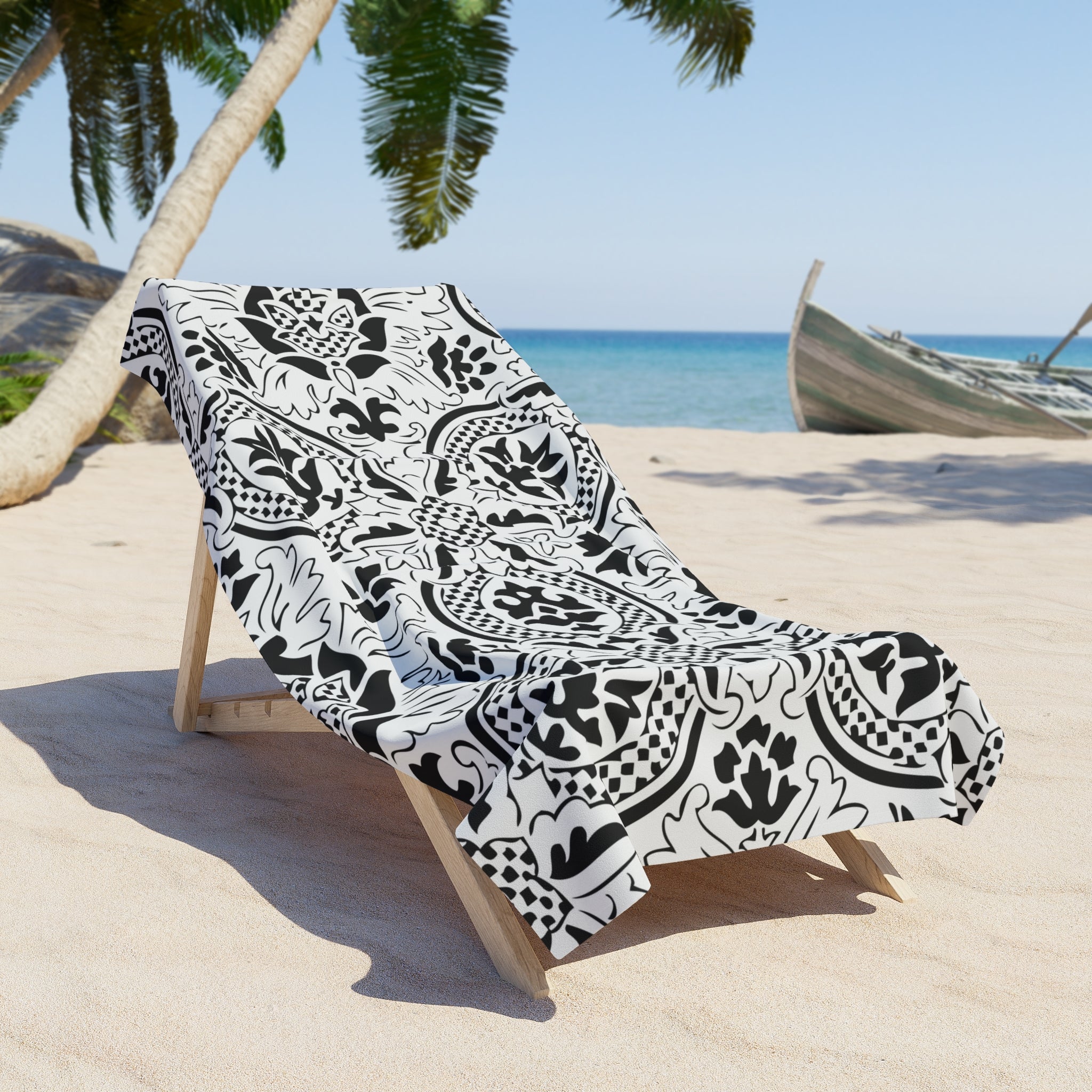 Bath, Beach Towel | Black White, Art Deco, Nouveau