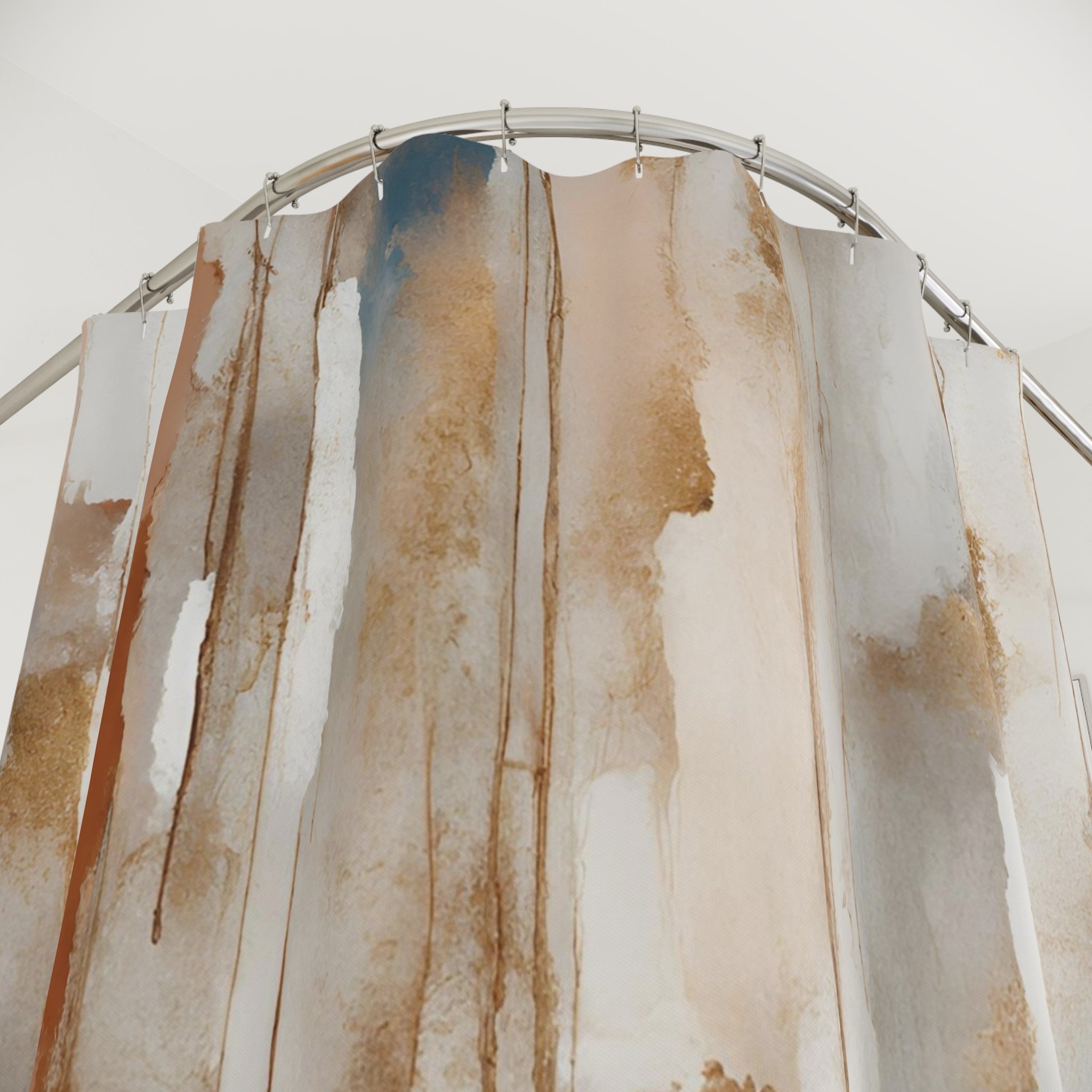 Boho Shower Curtain | White Blush Blue, Beige Rust Grey Watercolor