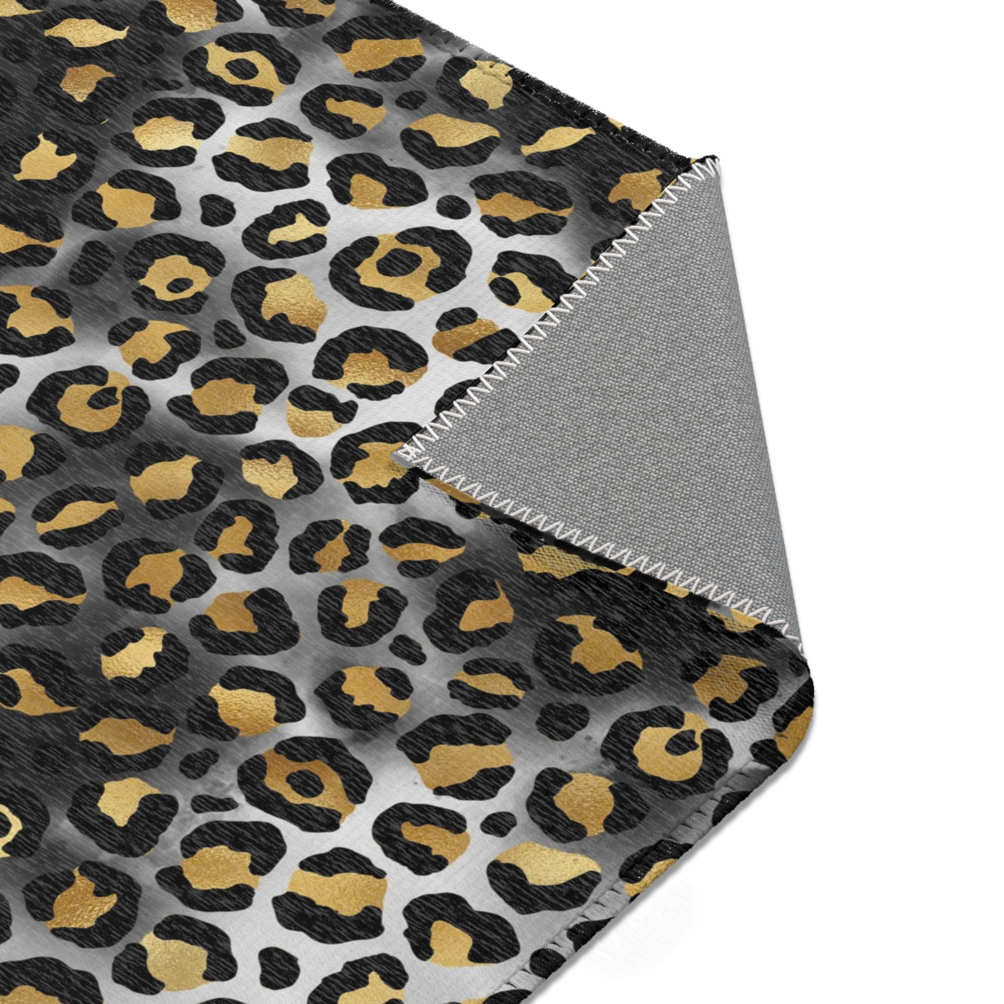 Large Area Rug | Gold Beige, Black Ombre Animal Print