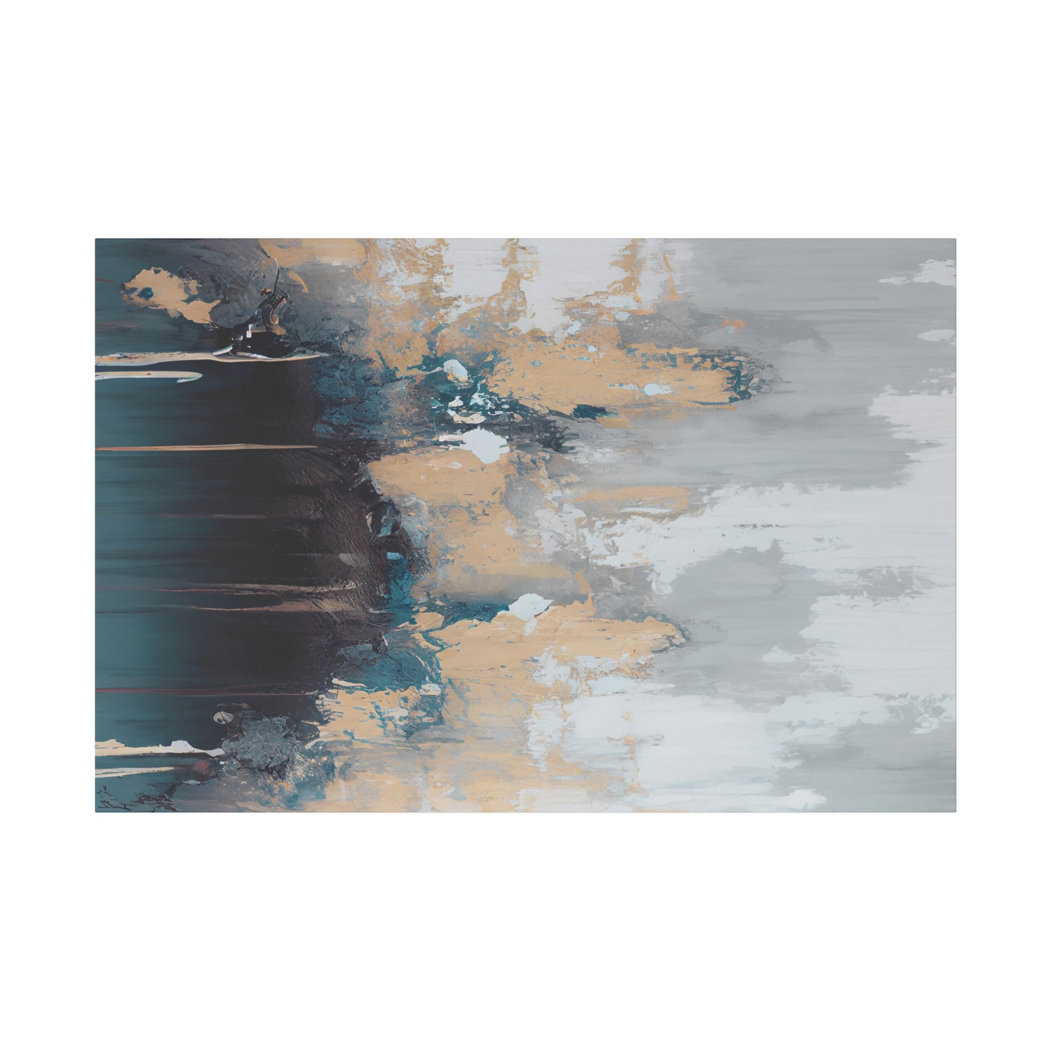 Canvas Wall Art | Earthy Beige Teal Navy Blue Wall Artwork