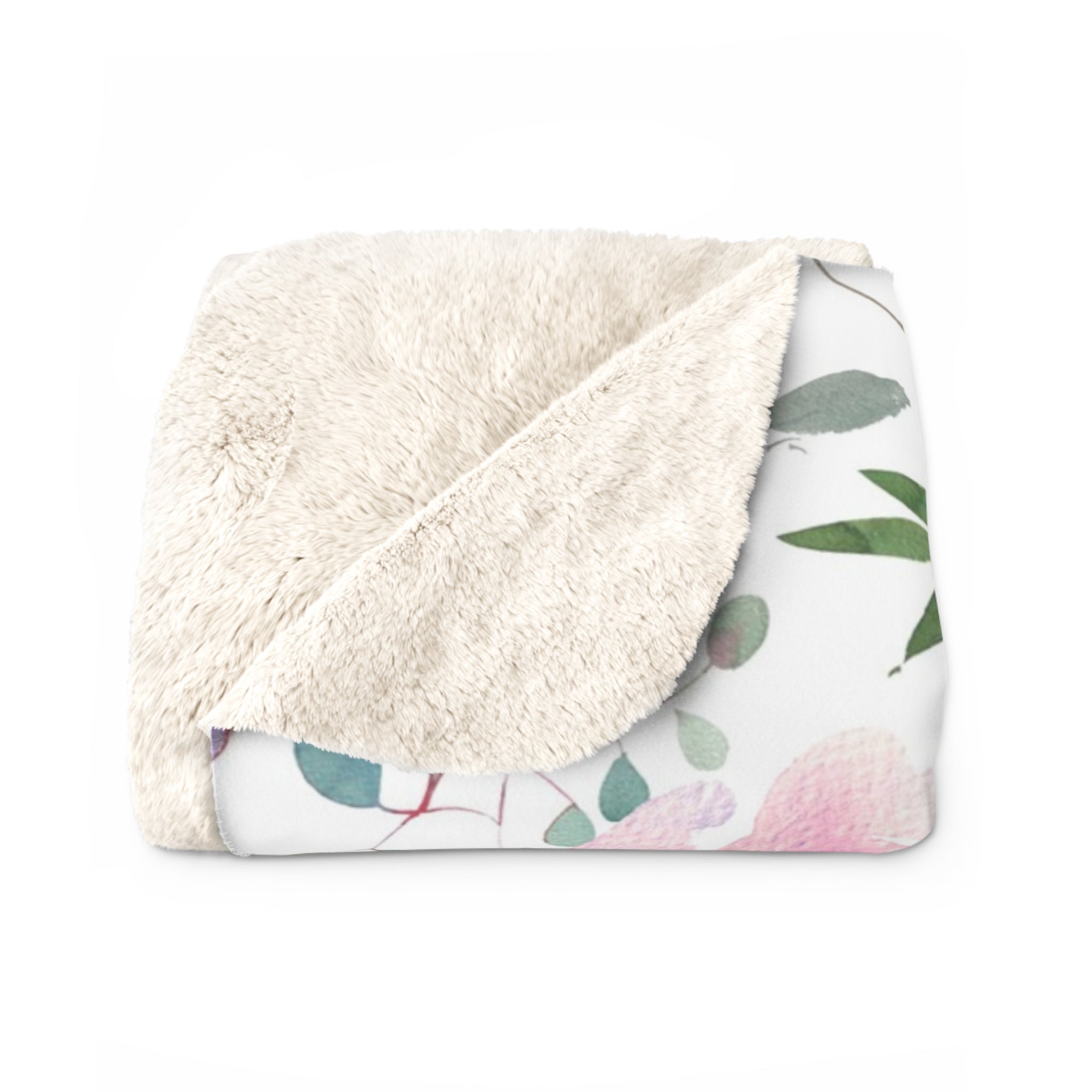 Floral Throw Blanket | White Purple Green White Watercolor