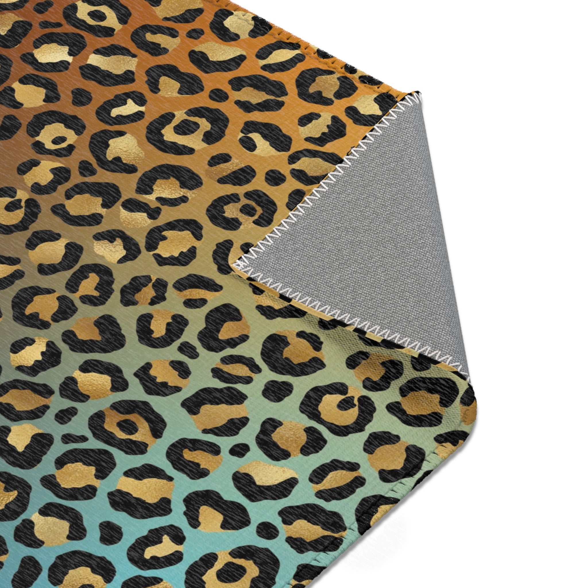 Large Area Rug | Colorful Purple, Black, Beige Leopard Animal Print