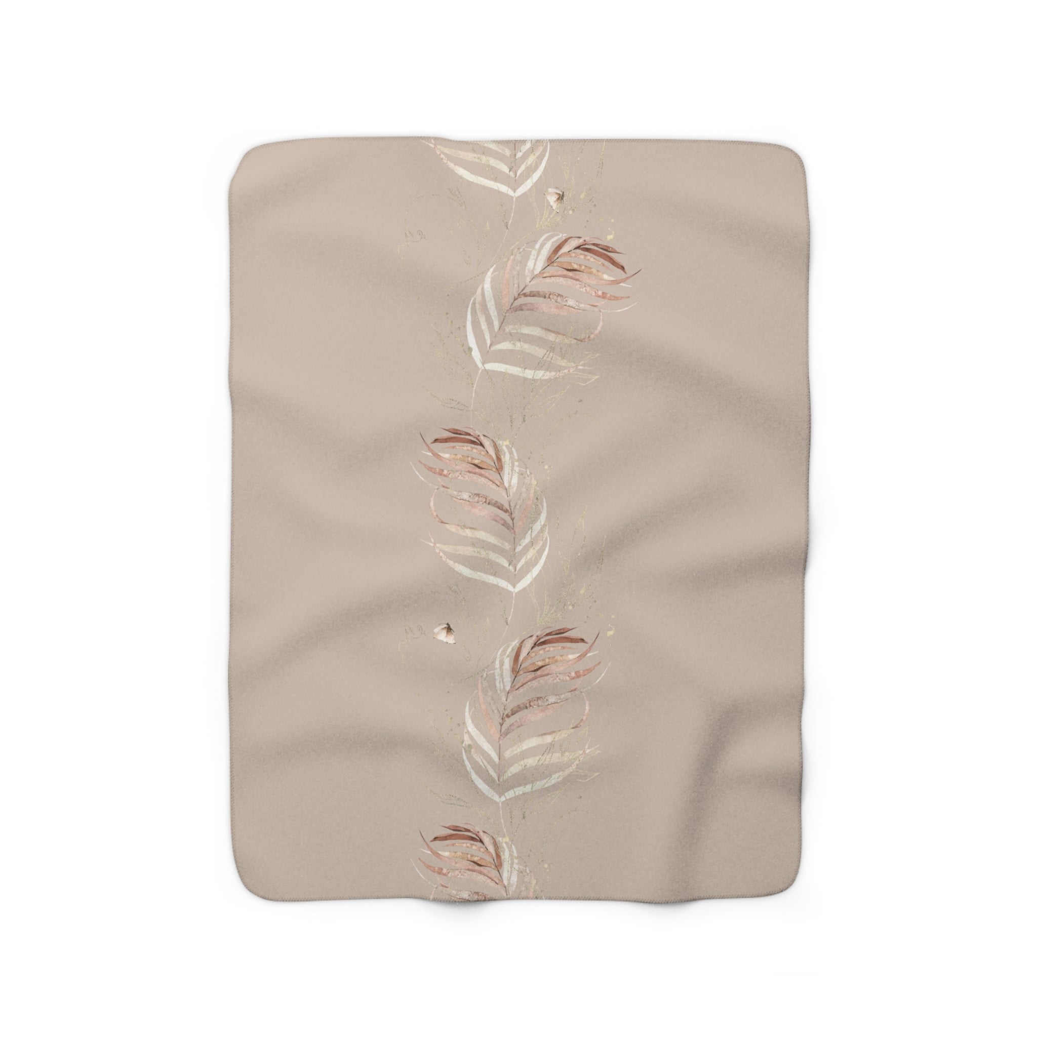 Floral Boho Comfy Blanket | Neutral Beige Leaves