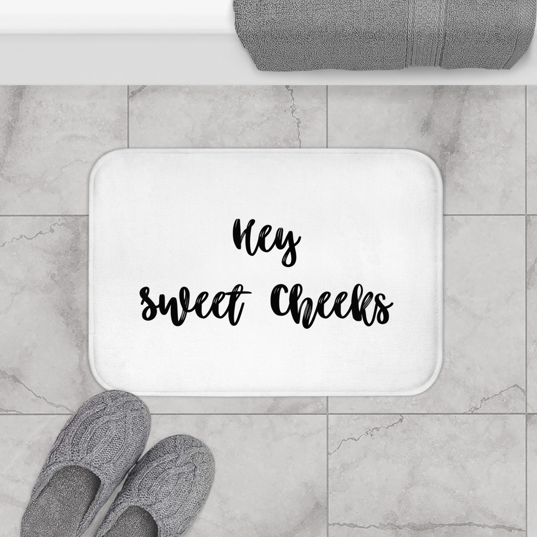 Cute Bath, Kitchen Mat | Black White, Minimalist