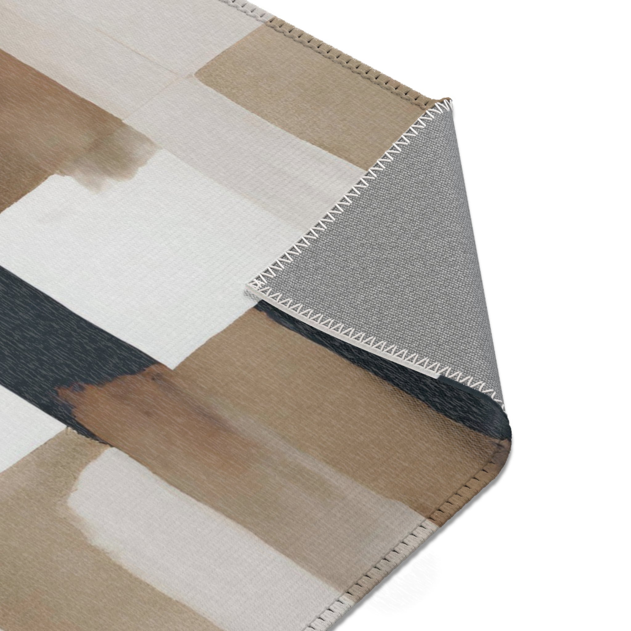 Abstract Large Area Rug | Modern Rug, White Beige, Rust
