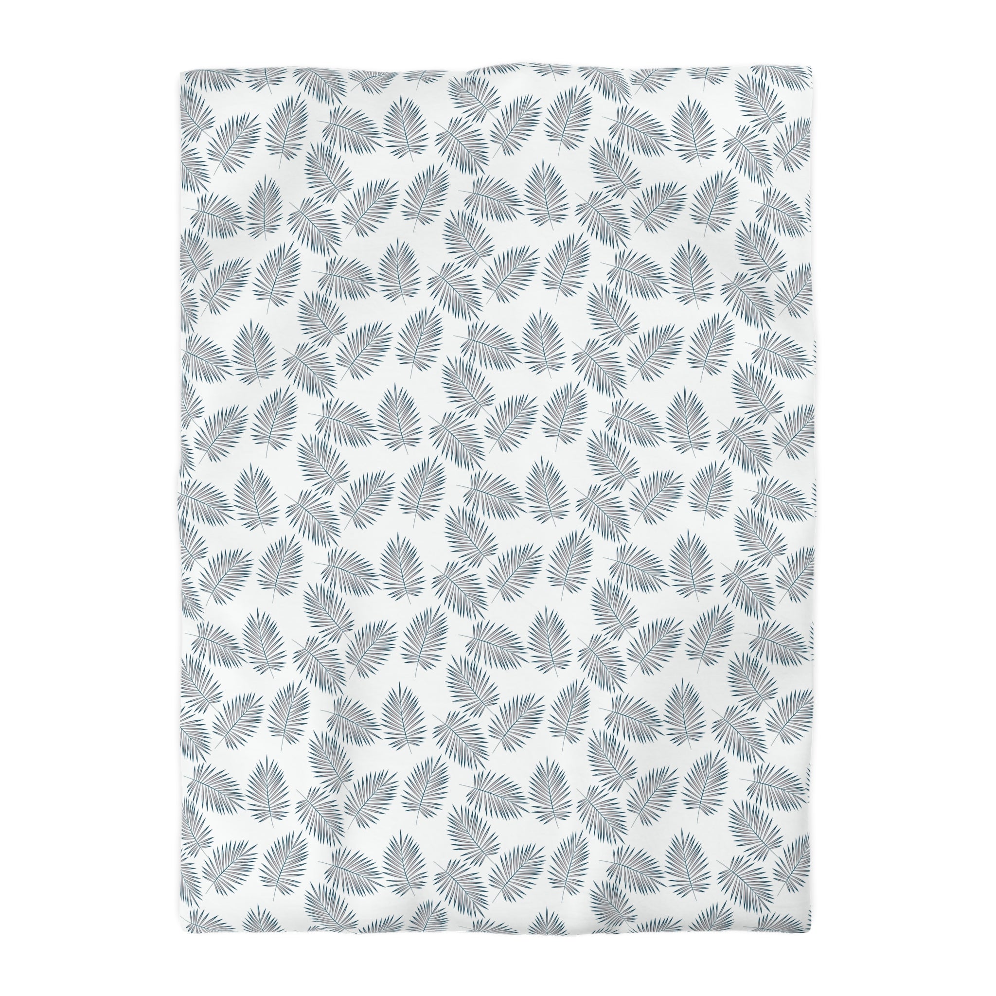 Floral Cotton Duvet, Pillow Cover | Tropical Nature Teal White Leaves Bedroom Decor