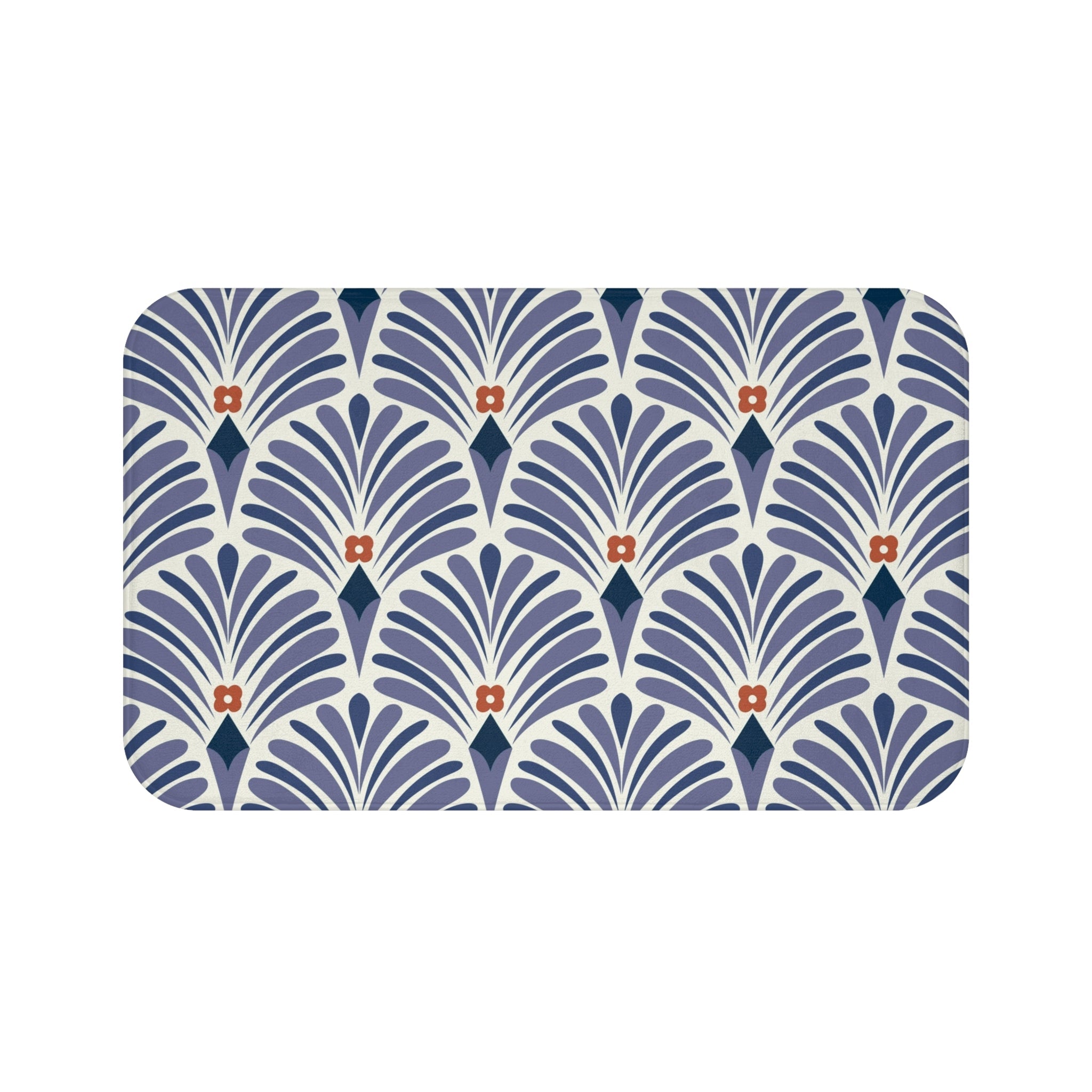 Boho Bath, Kitchen Mat | Art Deco Lavender Purple Blue