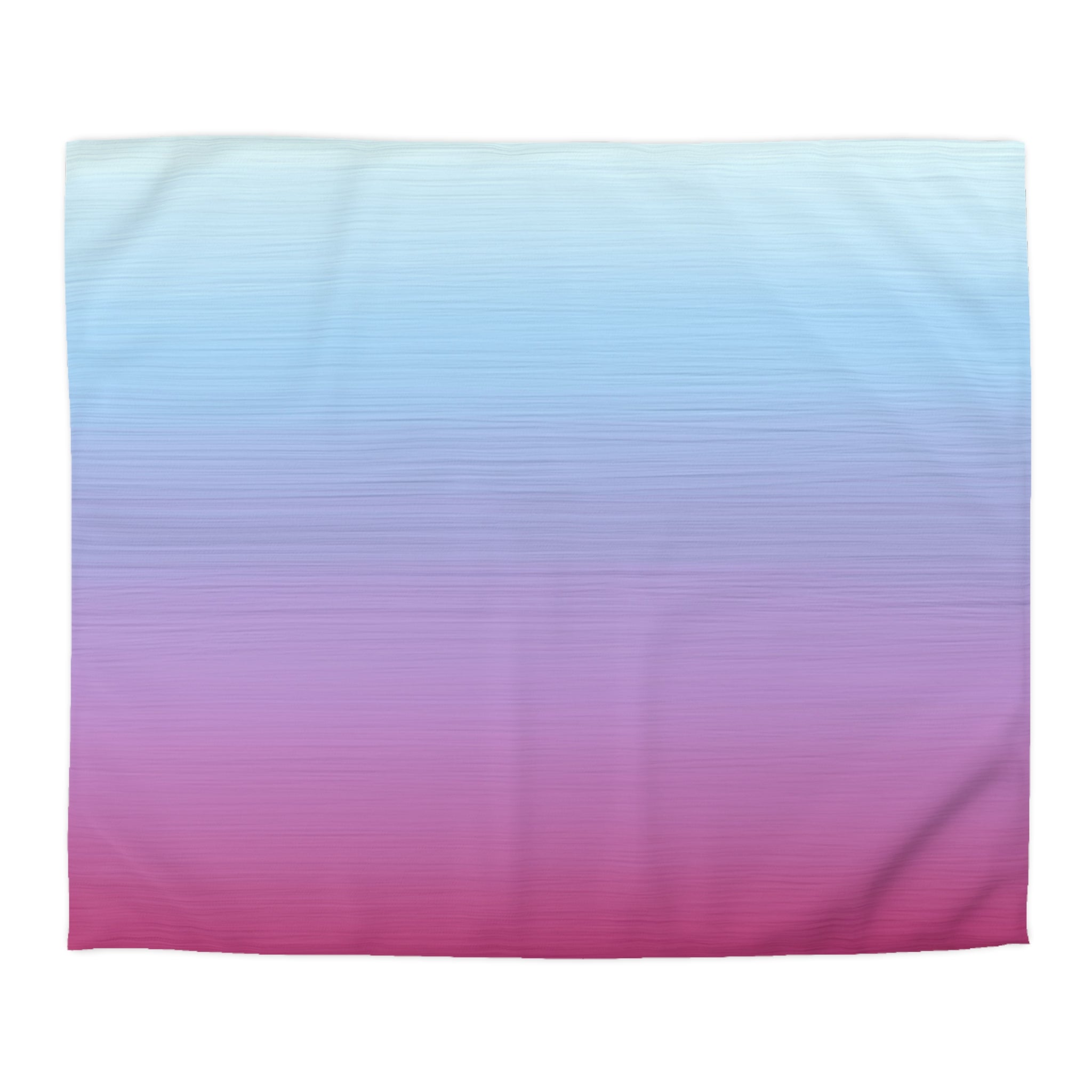 A square fabric with a gradient of blue and pink colors, creating a visually appealing and harmonious design.