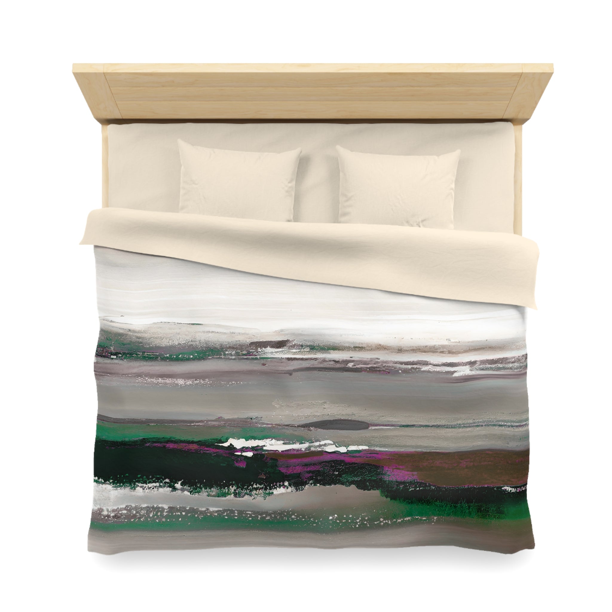 Abstract Duvet Cover | Colorful Green Purple Grey, Ombre