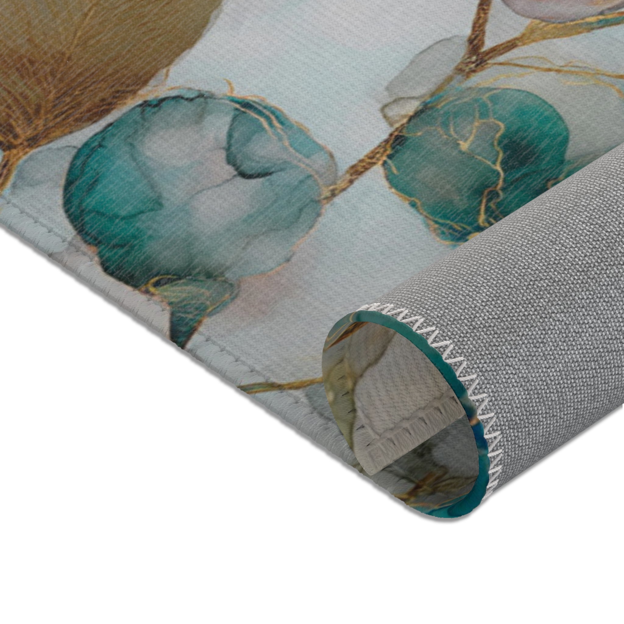 Abstract Area Rug | Floral Teal Blush Beige Watercolor Artsy Rug