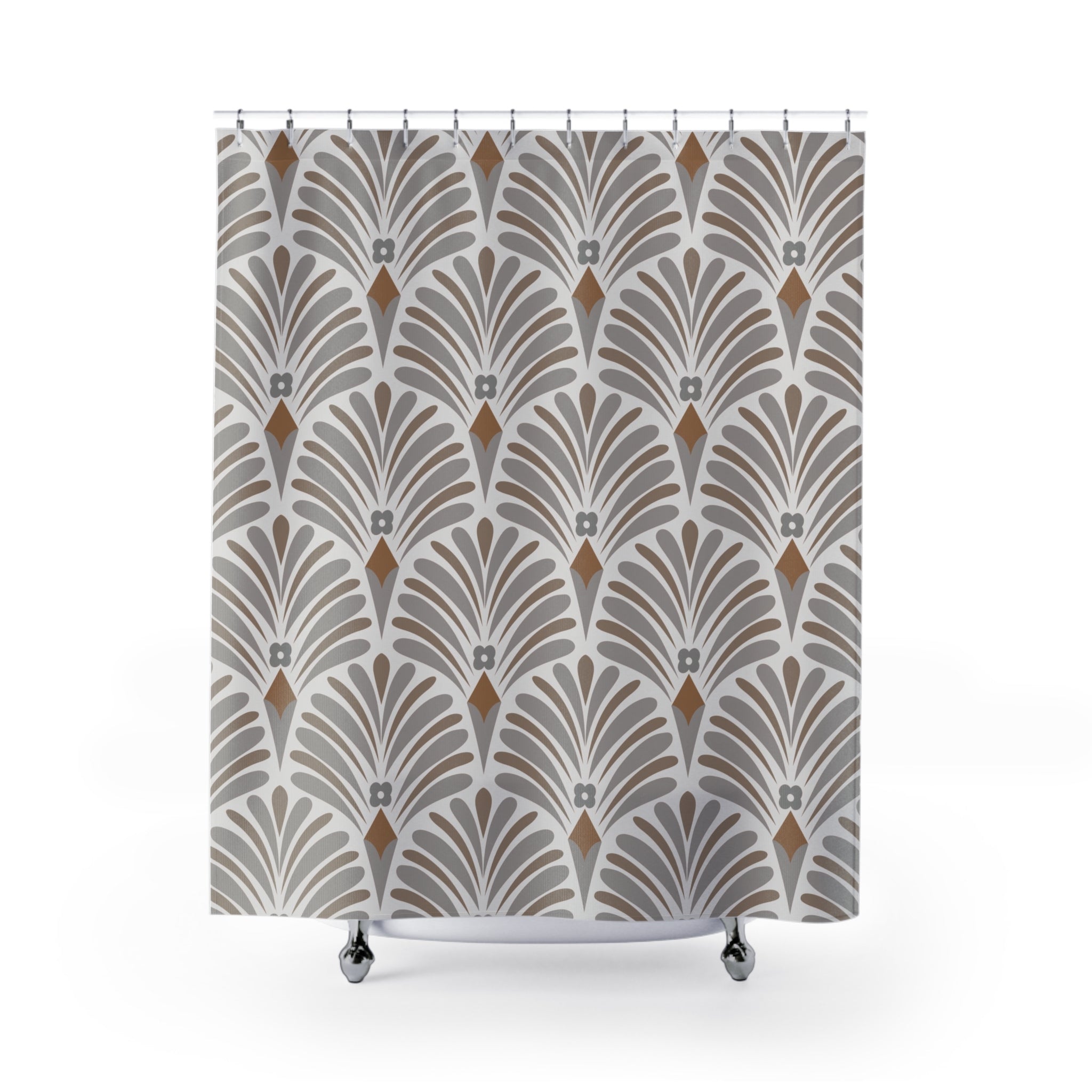Floral Art Nouveau Shower Curtain | Grey Beige