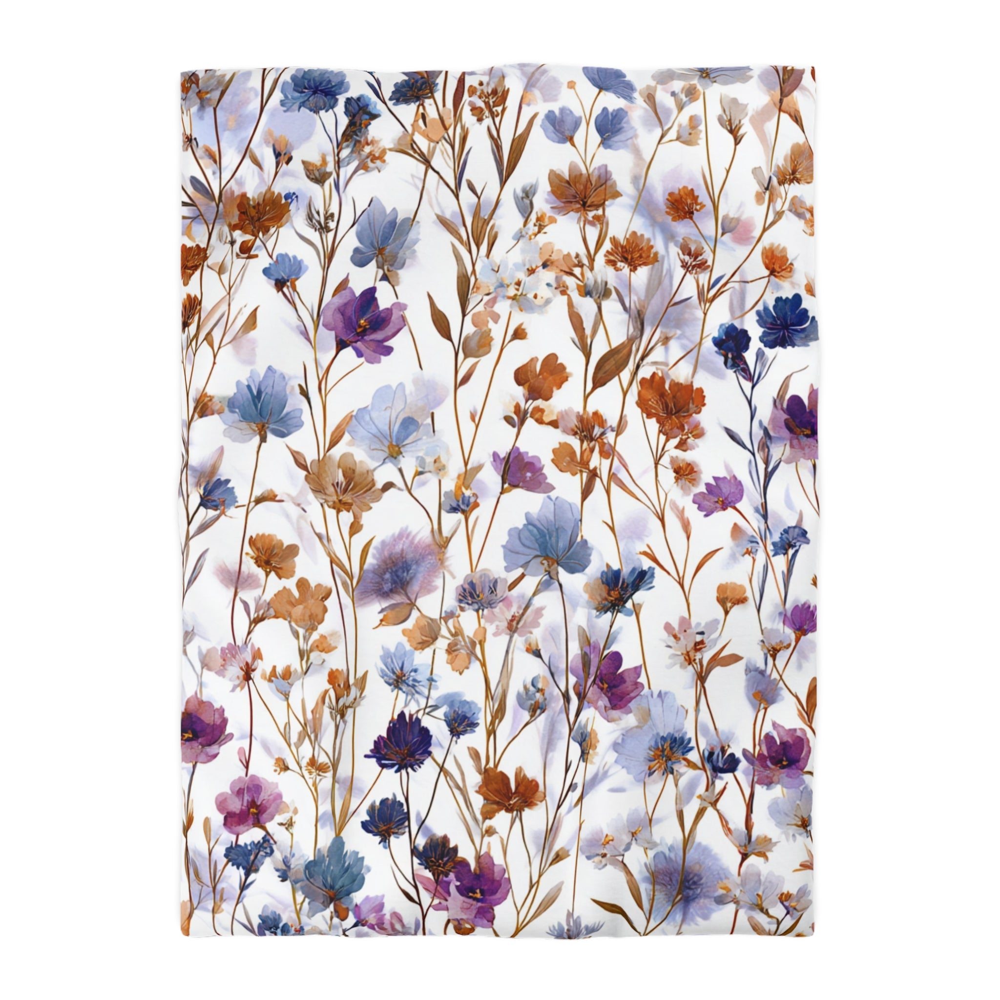 Floral Modern Duvet, Pillow Cover | White Purple Bedroom Decor