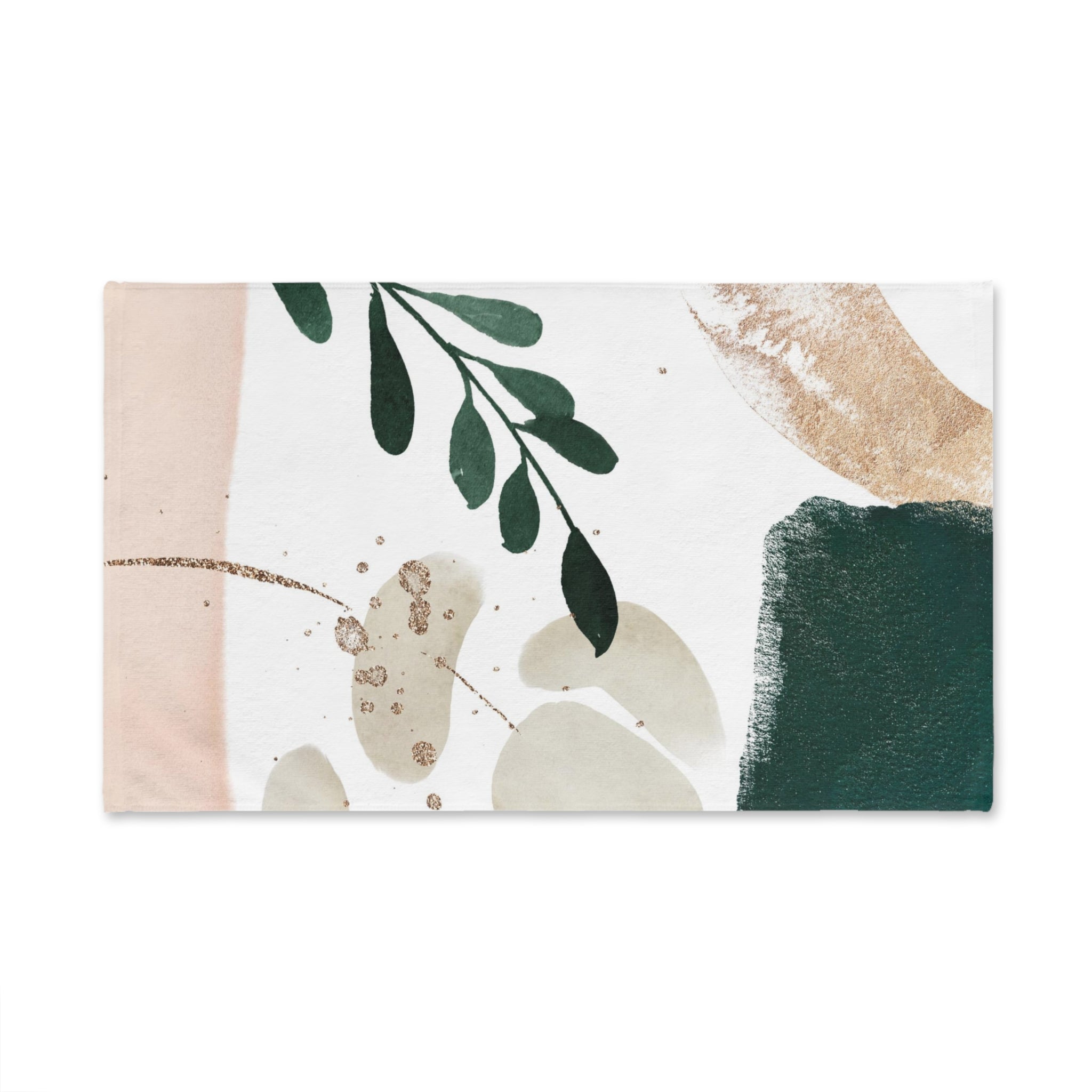 Abstract Kitchen, Bath Hand Towel | Green White Blush Pink
