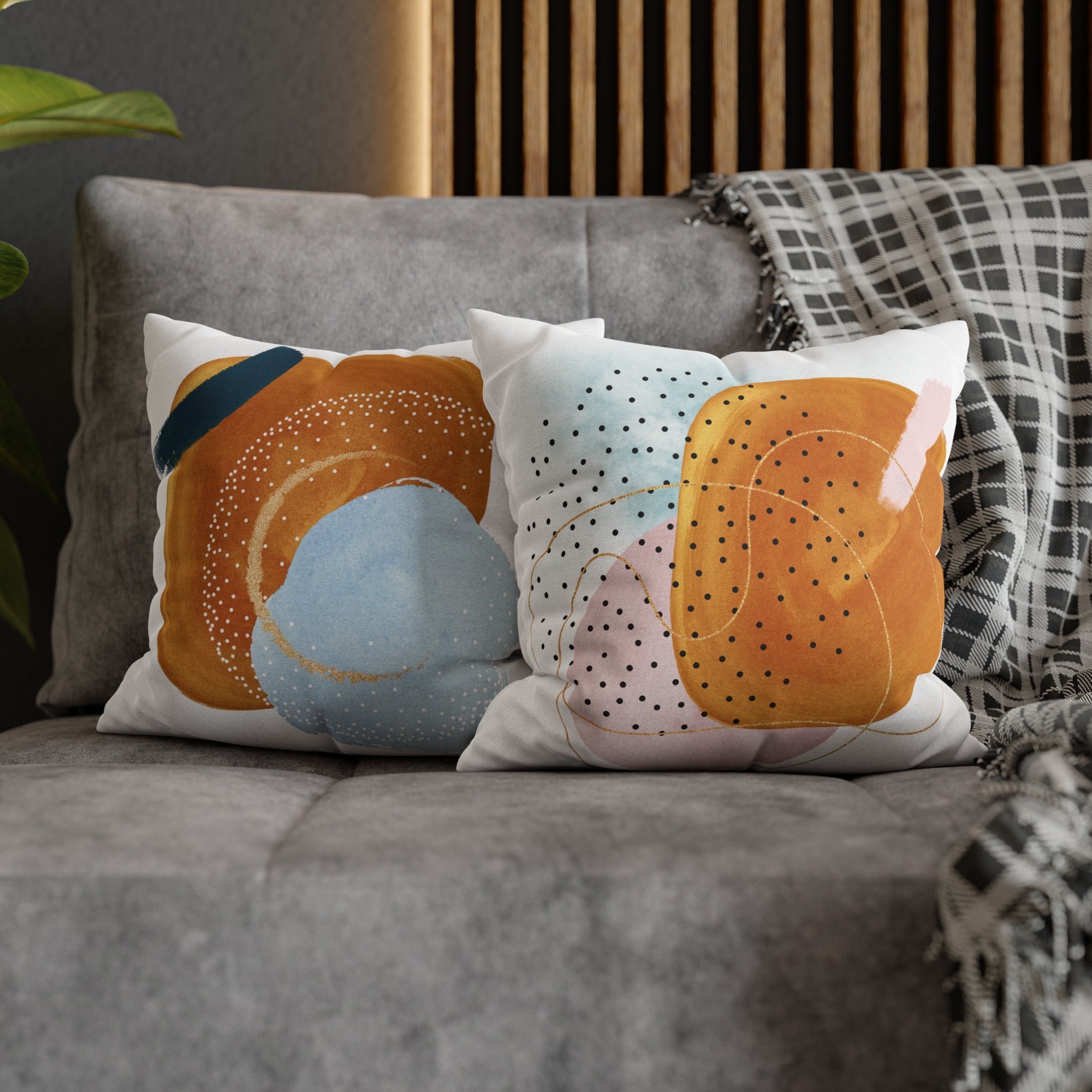 Abstract Pillow Cover | Burnt Orange Blush Pink White Blue