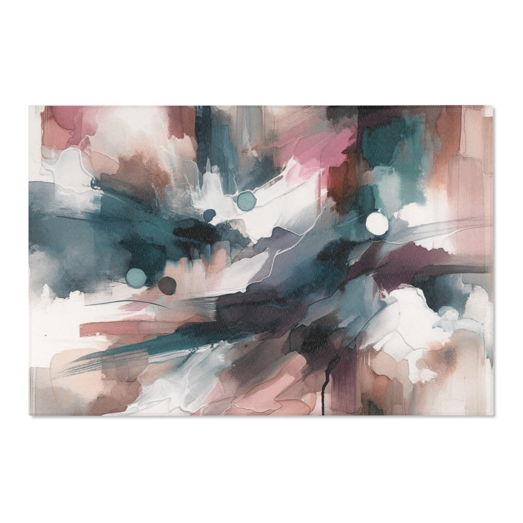 Abstract Large Area Rug | Navy Mauve Beige White