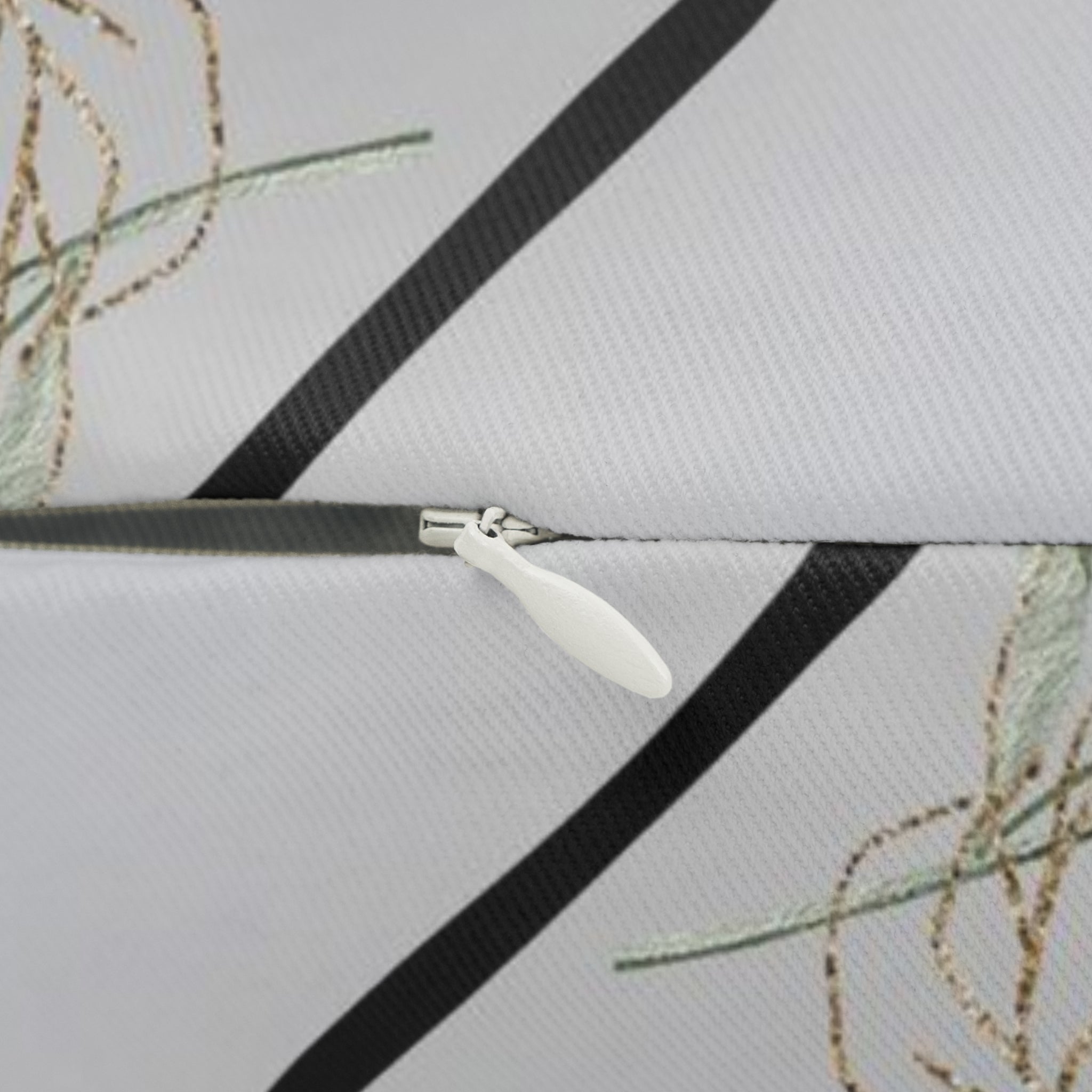 Olive Green Lumbar Pillow | Gray Sage Green Leaves