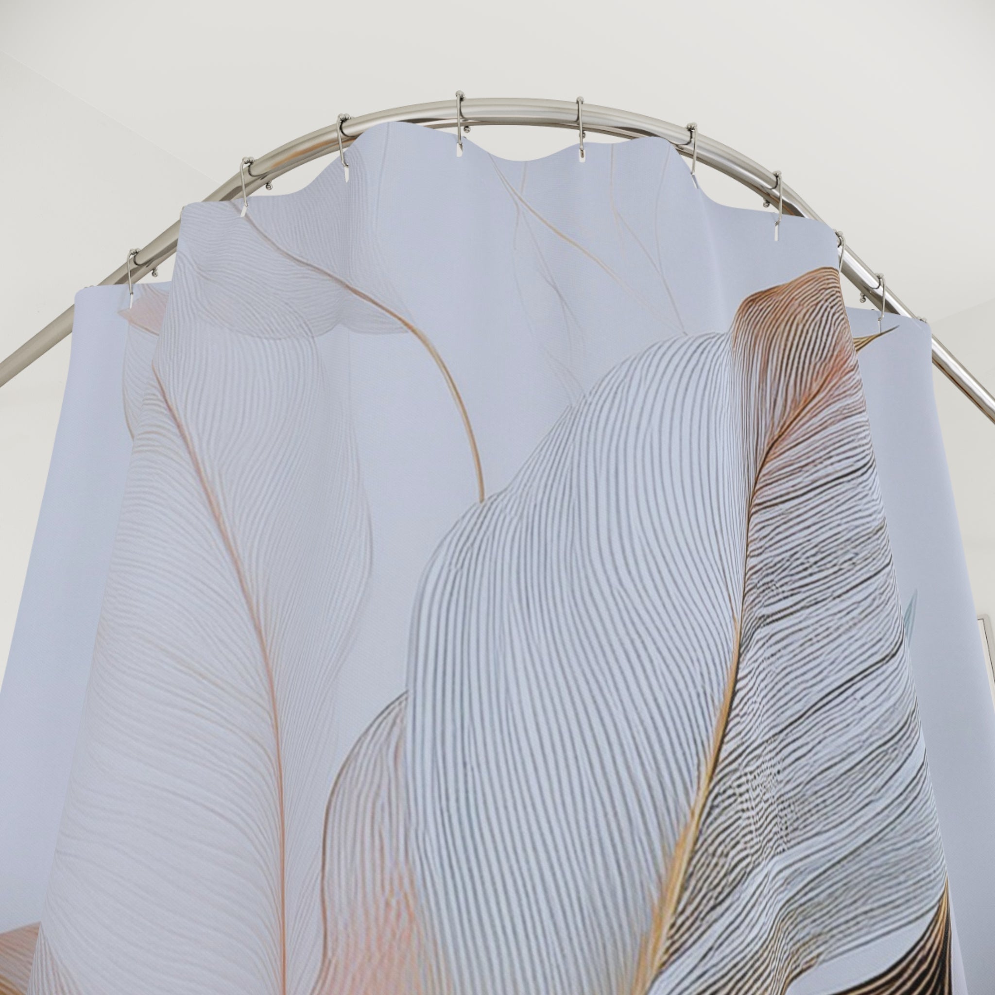 Boho Abstract Leaves Shower Curtain | Blue Blue Watercolor