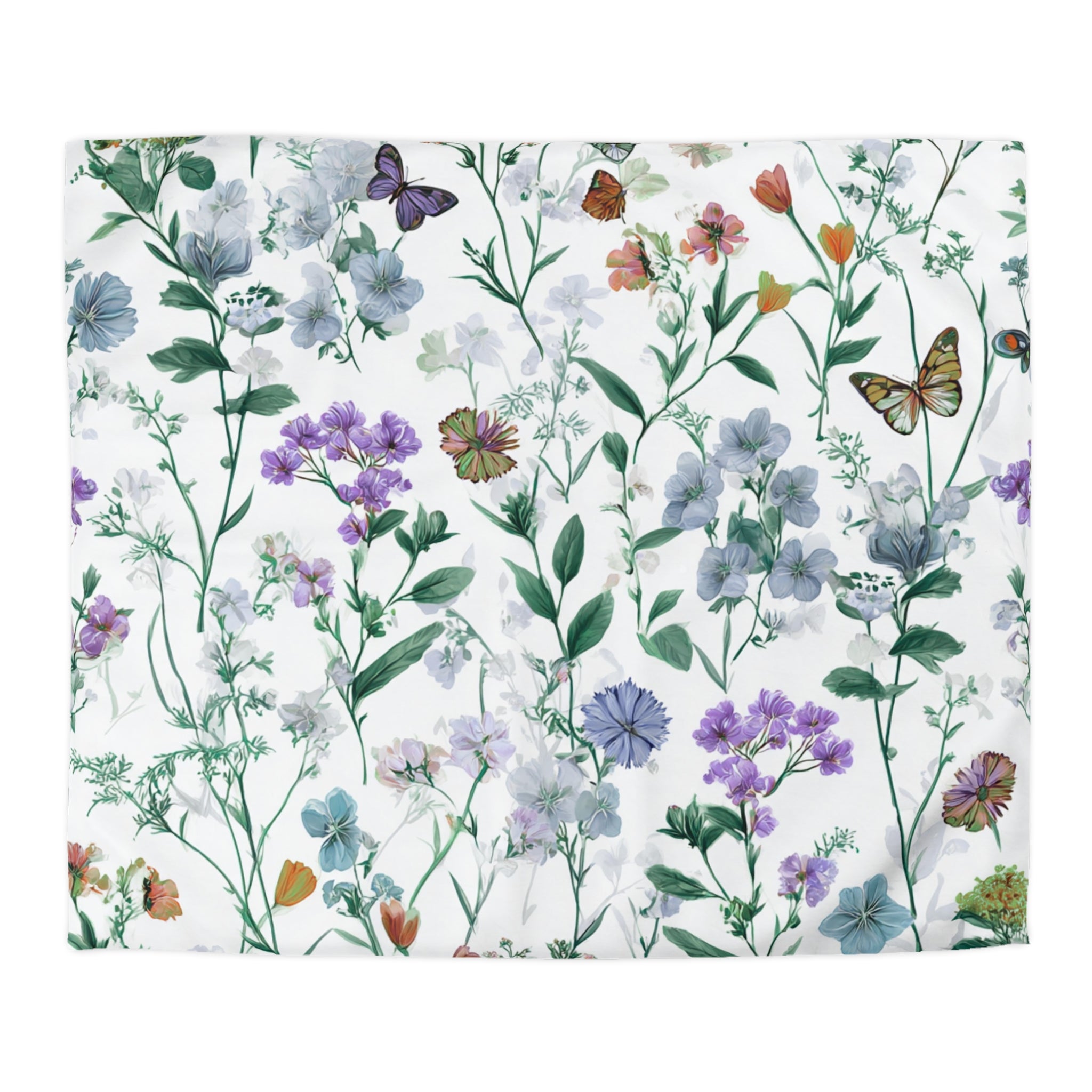 Floral Modern Duvet, Pillow Cover | White Green Bedroom Decor