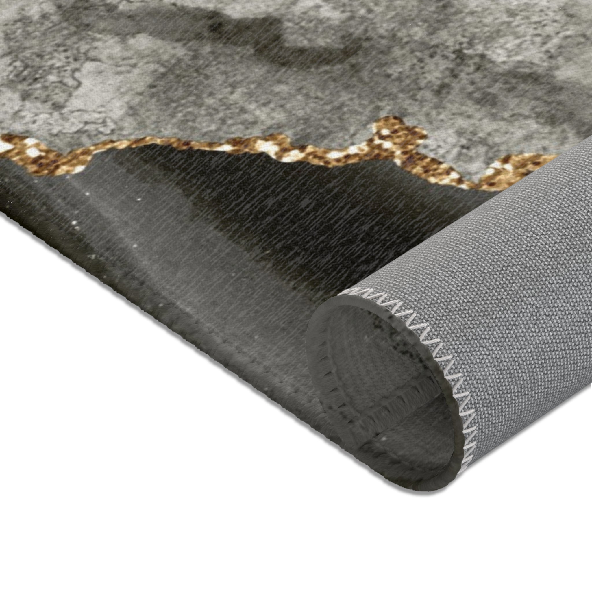 Abstract Area Rug | Retro Marble Print, Slate Grey