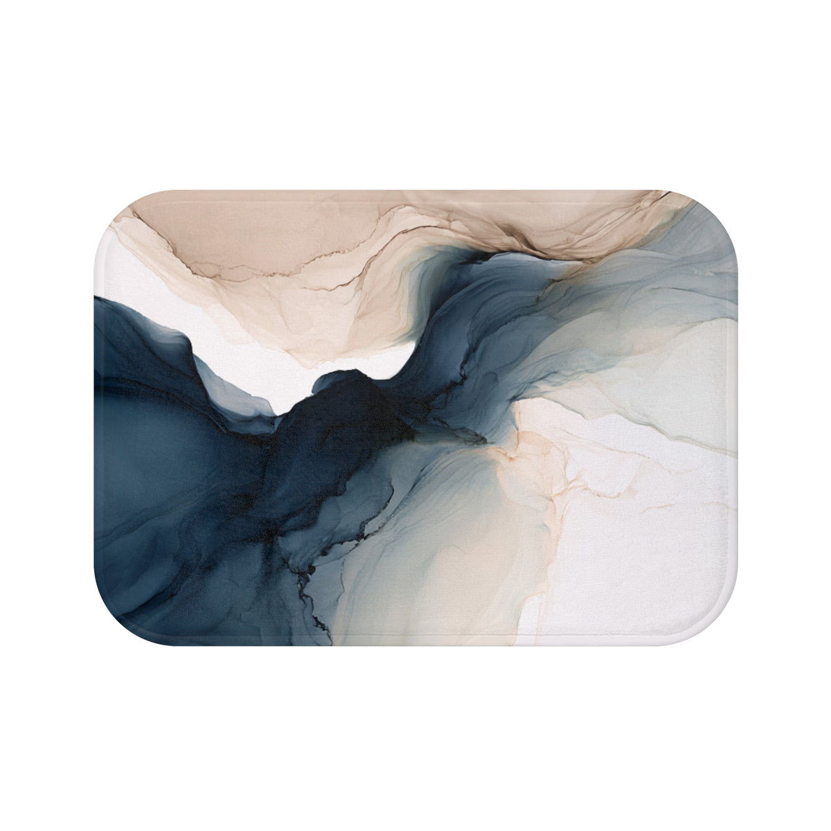 a white and blue abstract painting on a white background