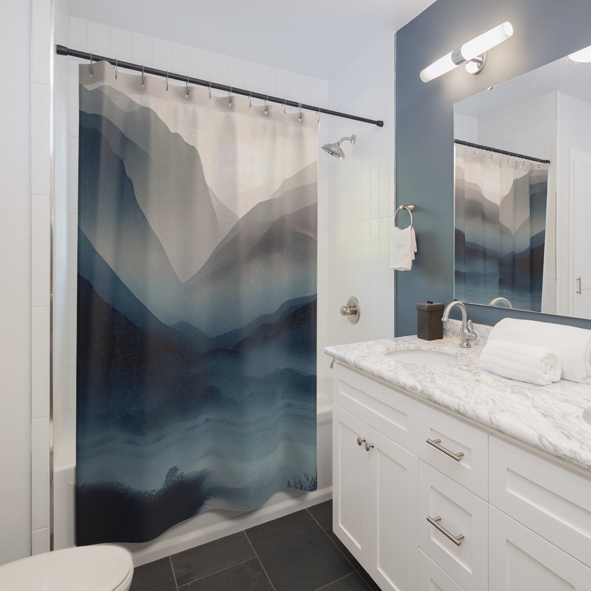 Abstract Shower Curtain | Boho Mountain nature