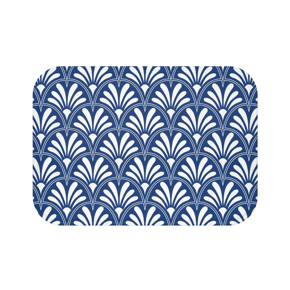 Cobalt Blue Deco Fan Bath Mat, Art Nouveau Bathroom Rug