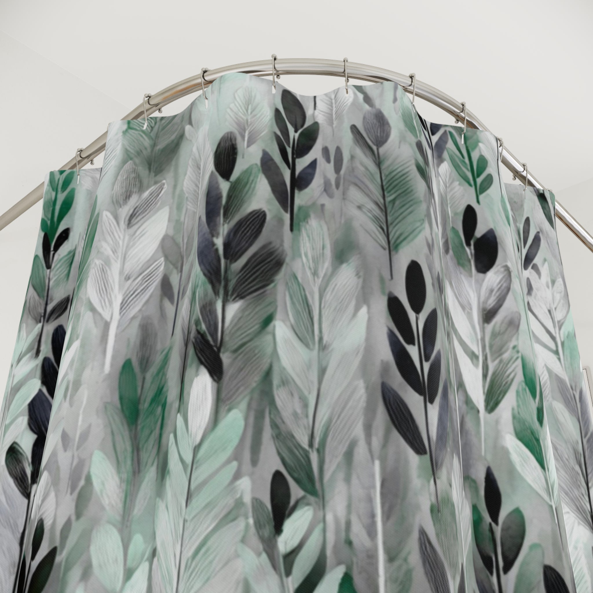 Boho Floral Shower Curtain | Earthy Leaves Bathroom