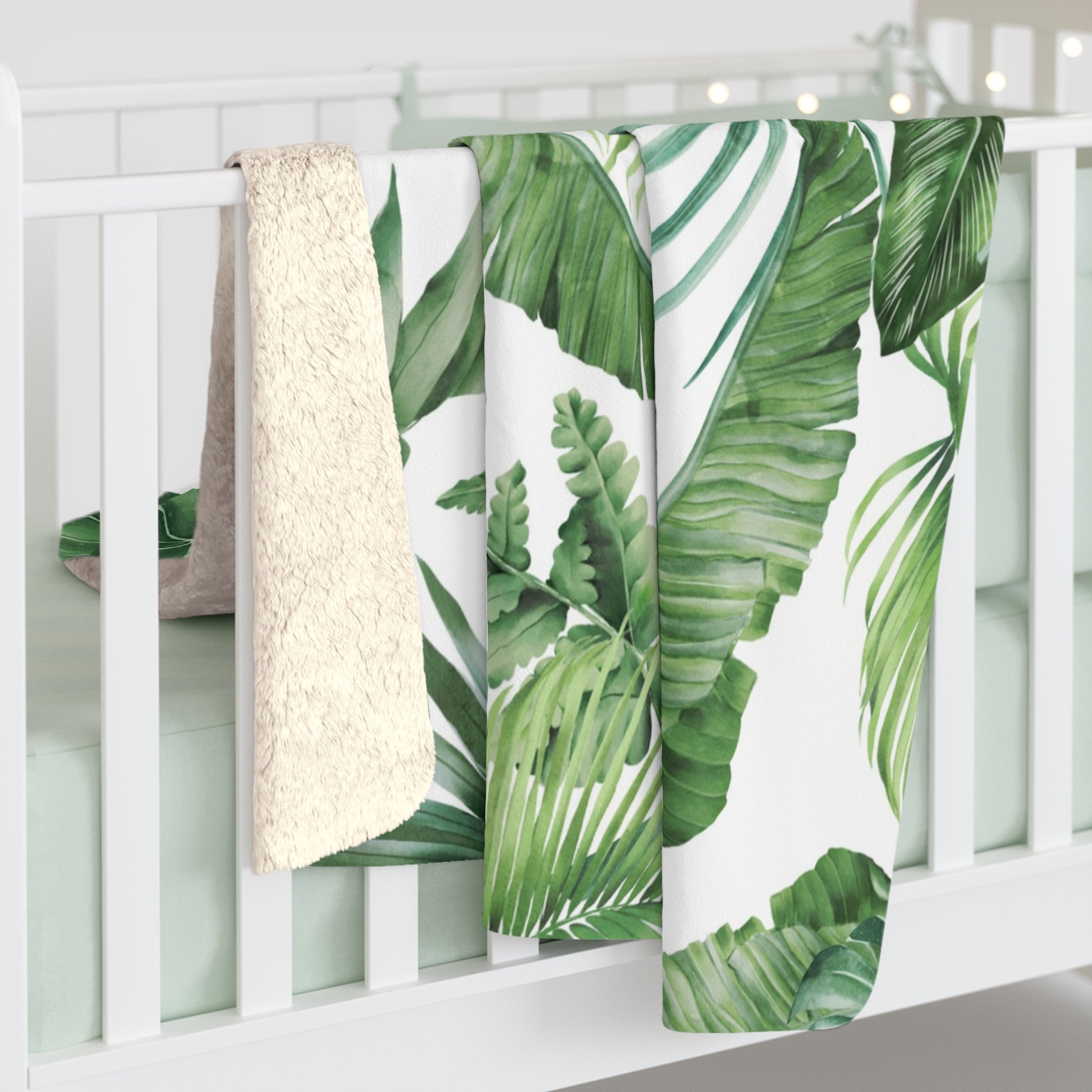 Floral Throw Blanket | Jungle Monstera Palm Leaves