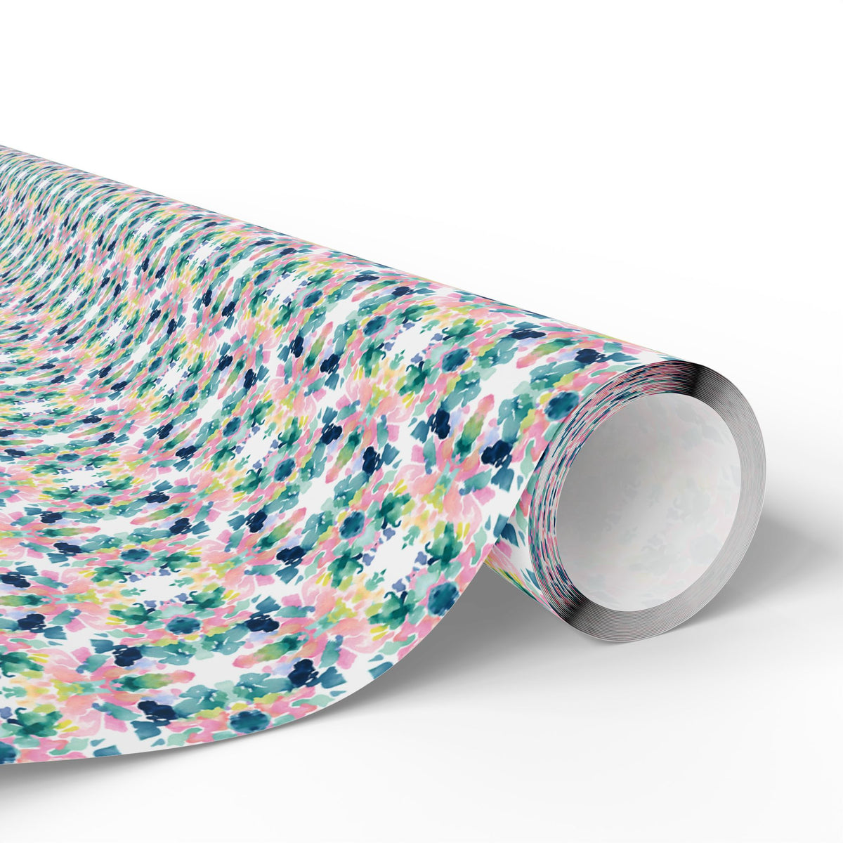 Teal Pink Navy Watercolor Kaleidoscope Wrapping Paper, Gift Wrap