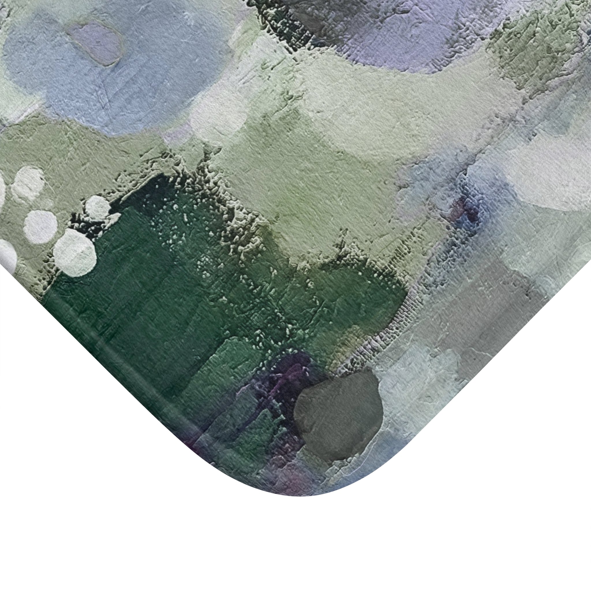 Abstract Floral Bath Mat | Colorful Blue White Sage Green Kitchen Mat