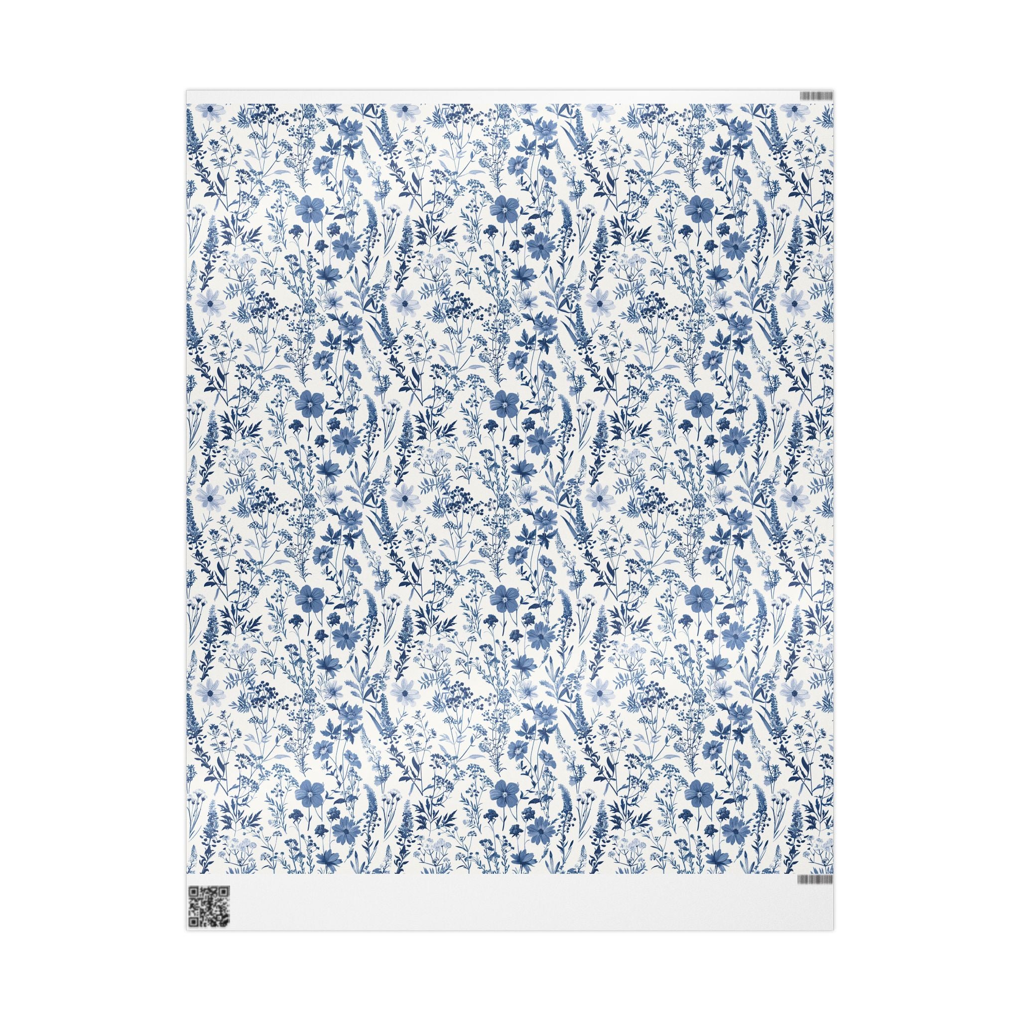 Floral Wrapping Papers, Blue Wildflowers Botanical Gift Wrapping for the Holidays, Birthdays