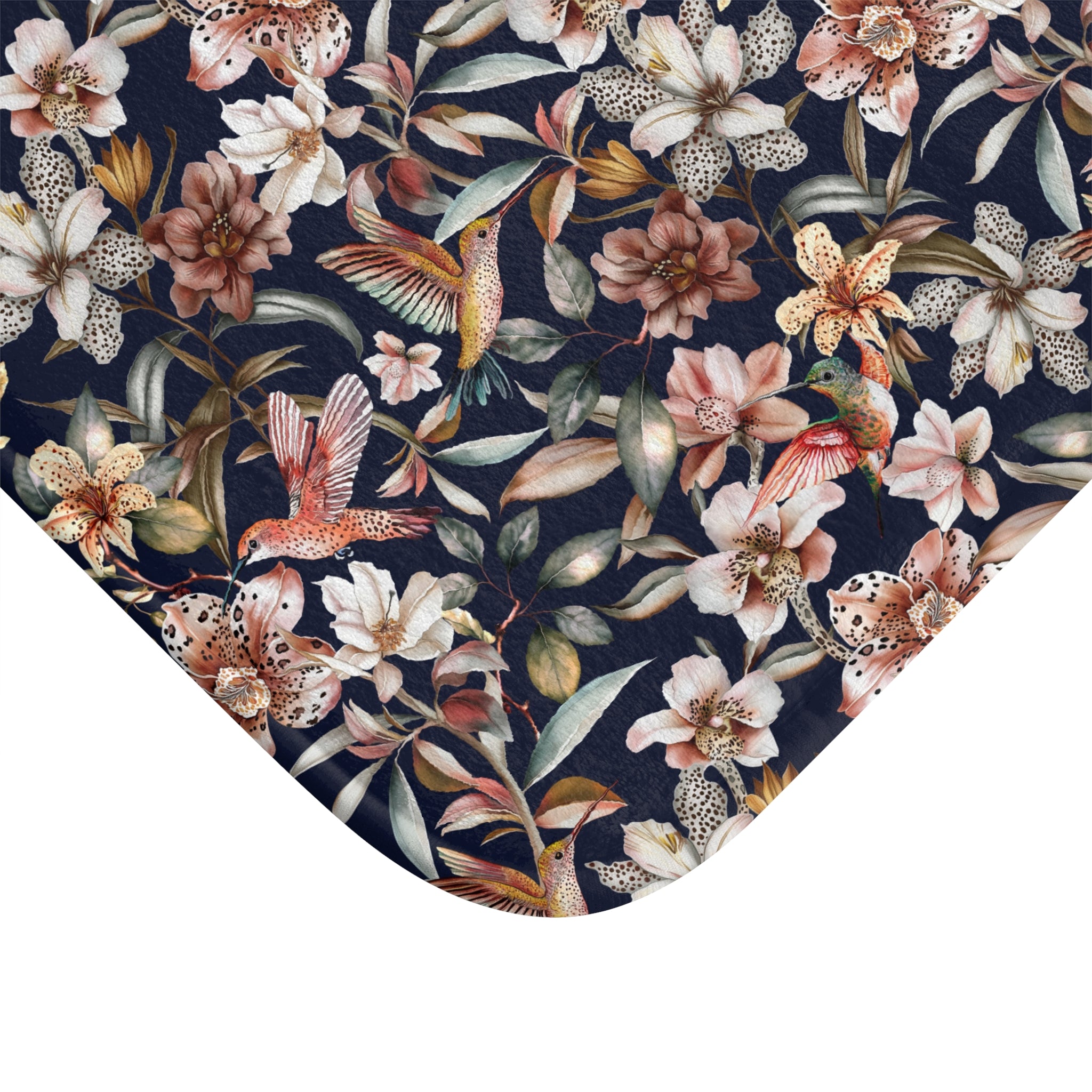 Exotic Tropical Bath Mat | Black Pink White Birds Nature Kitchen Mat