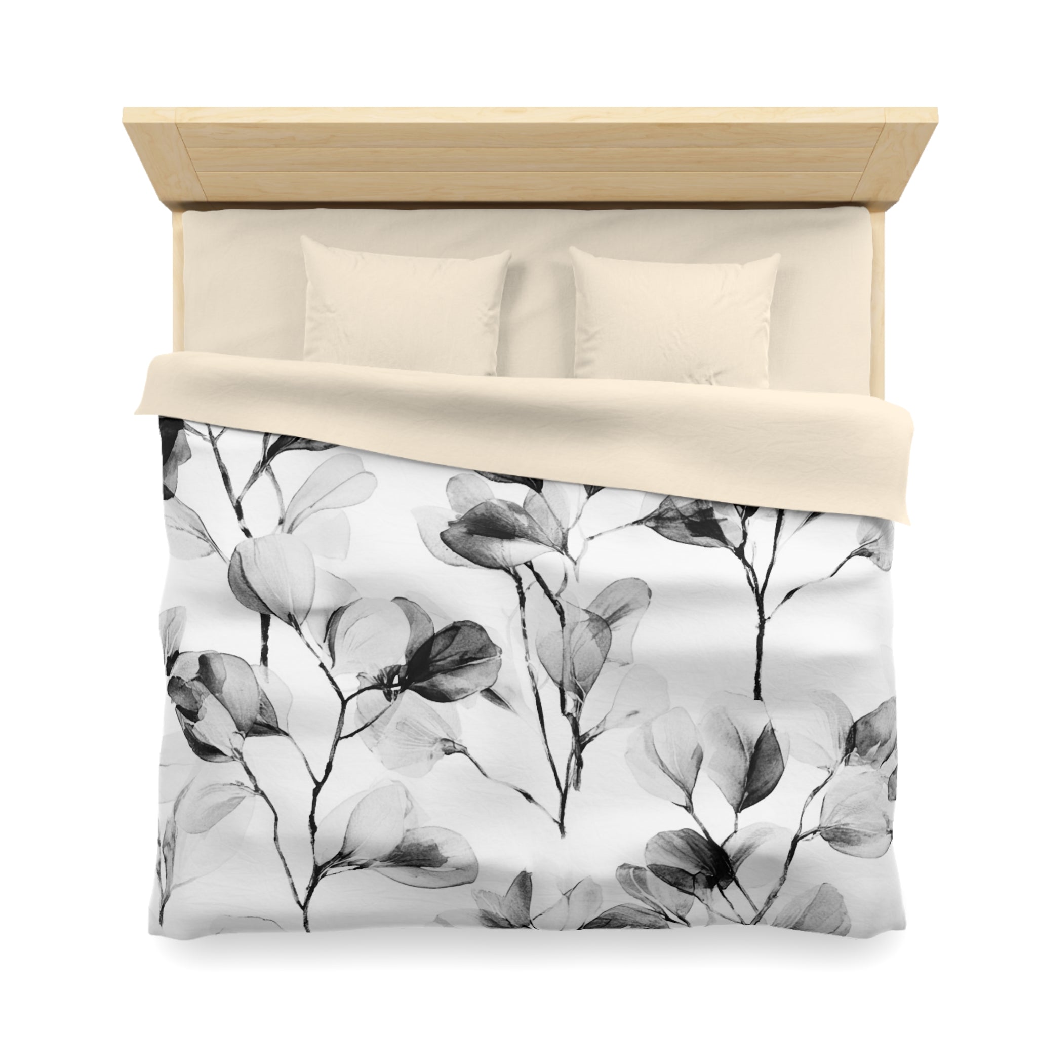 Floral Duvet, Pillow Cover | White Grey Bedroom Decor