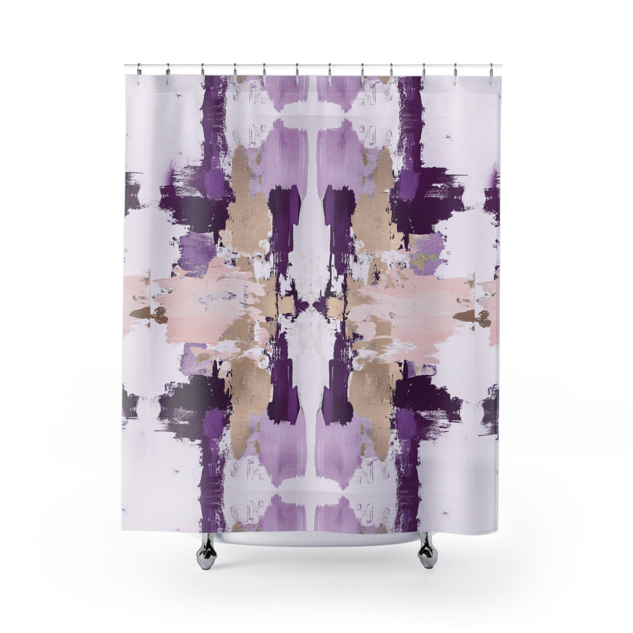 Abstract Shower Curtain | Purple Lavender Mirrored Art
