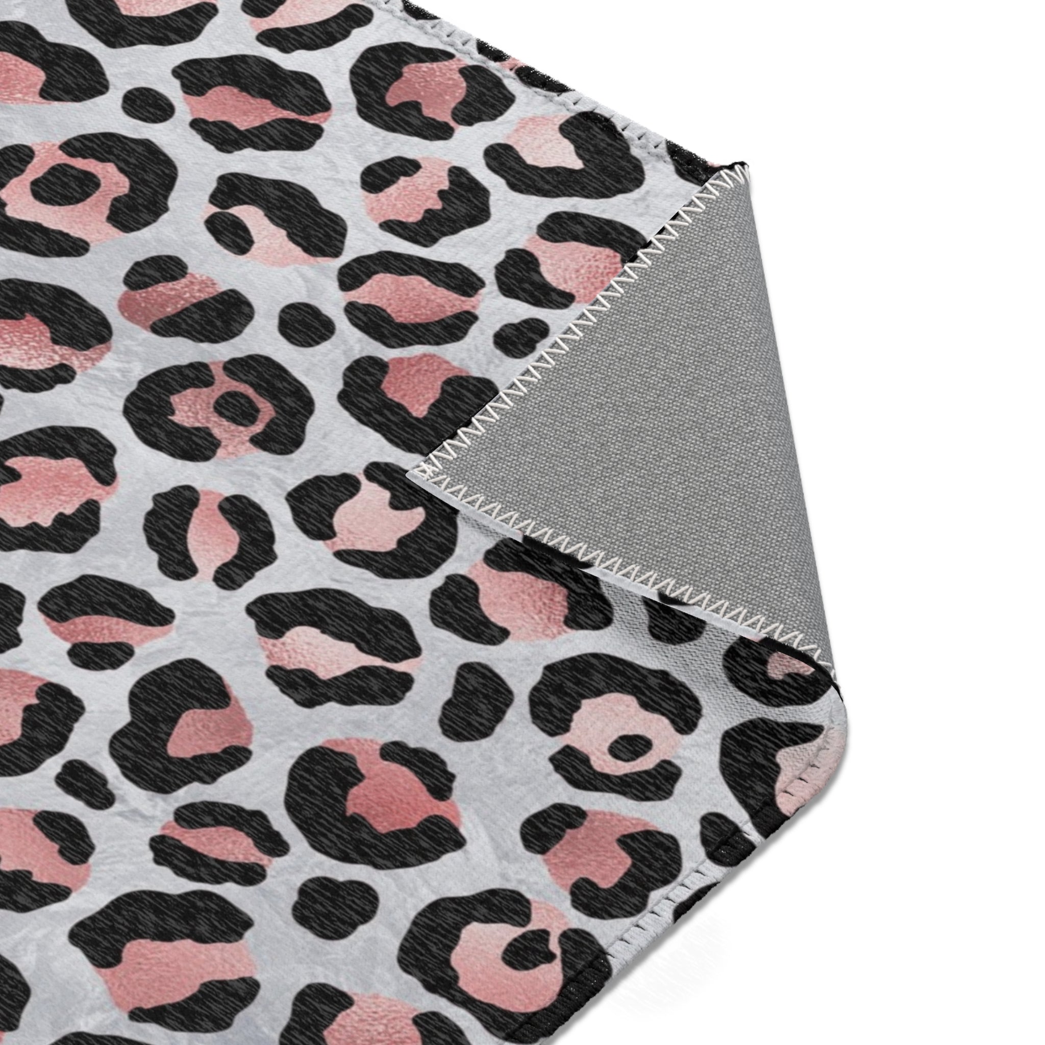 Large Area Rug | Grey Pink Black Animal Print