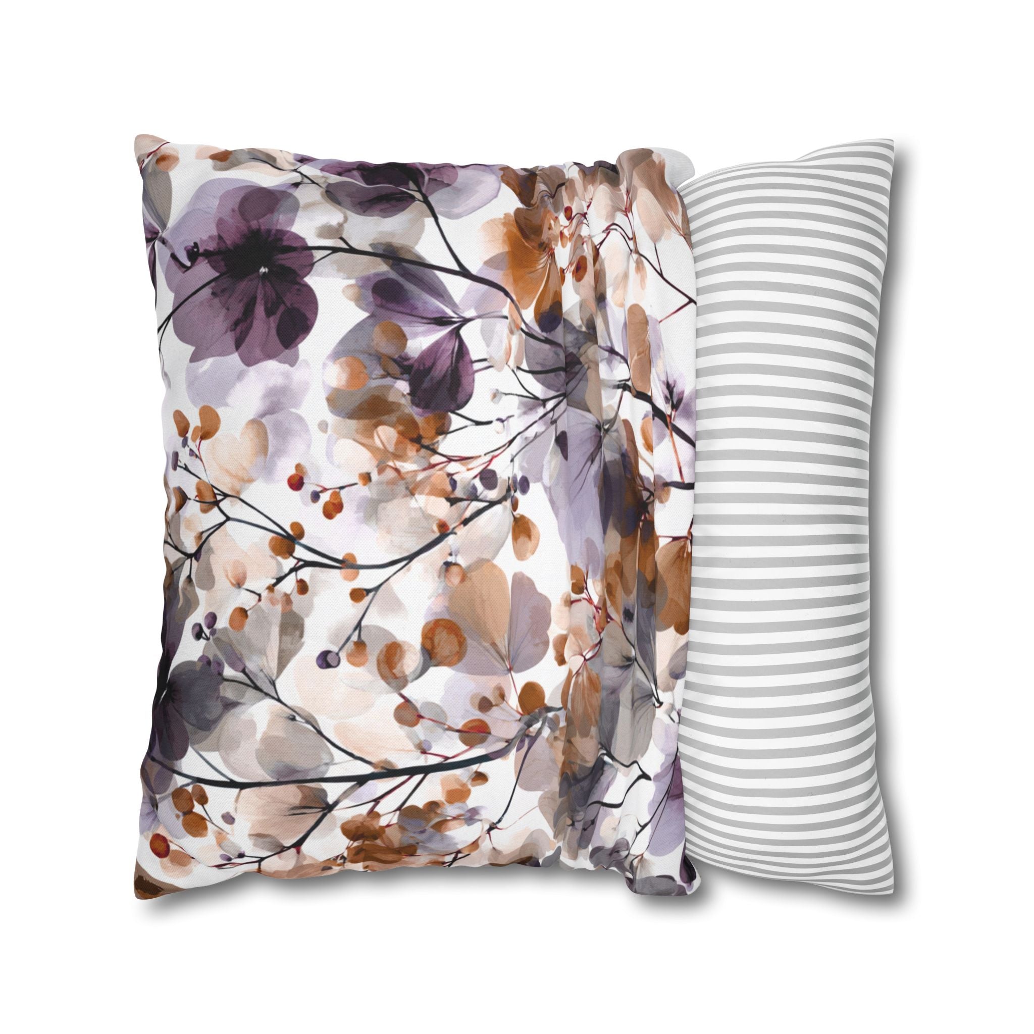 Floral Pillow Cover | Purple Rust White Watercolor Pillowcase