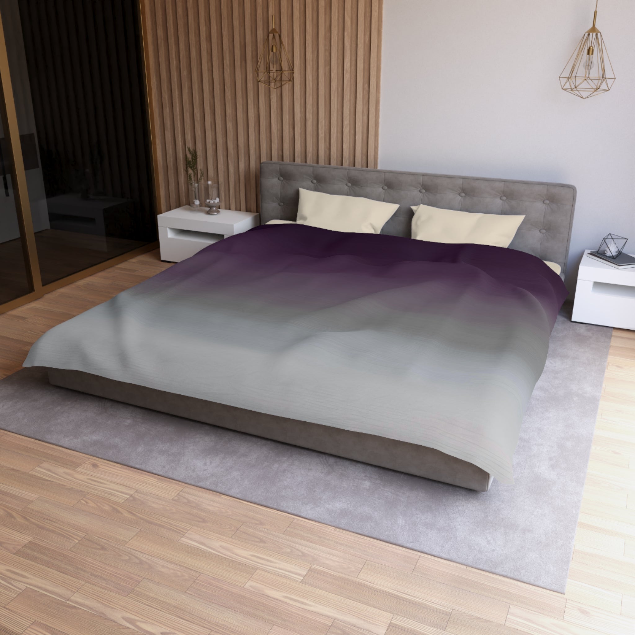 Abstract Duvet Cover | Purple Grey Ombre | Bedroom Decor