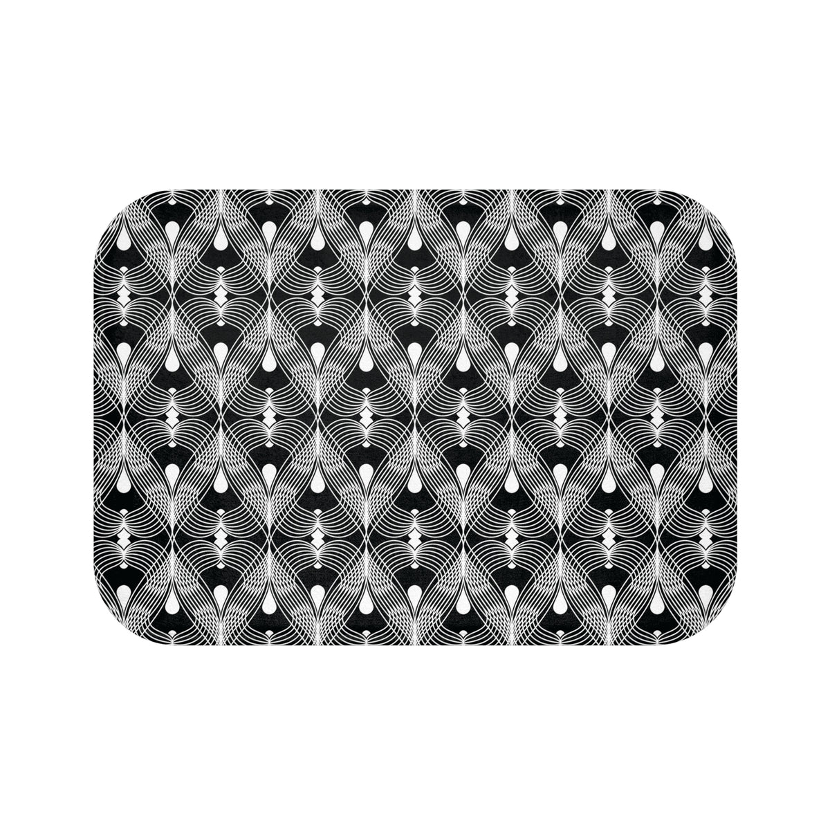 Black White Deco Fan Bath Mat, Art Deco Bathroom Rug