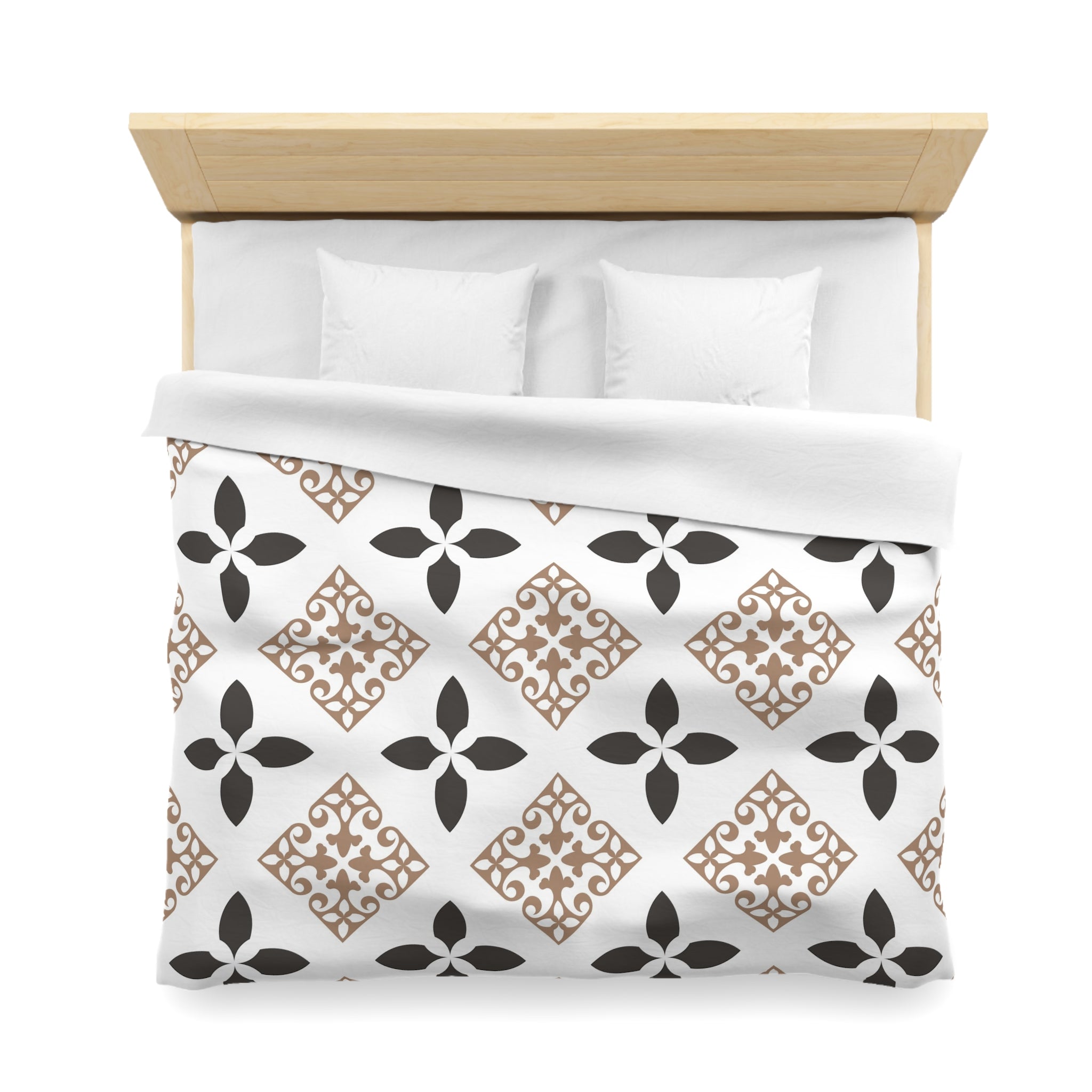Retro Duvet Cover | White Black, Beige Art Deco Bedding | Bedroom Decor