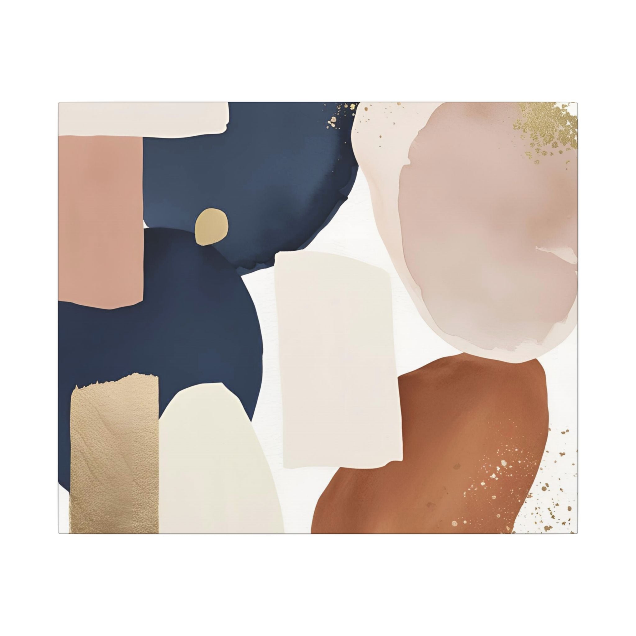 The image is an abstract art piece featuring a variety of colors and shapes, including shades of blue, pink, and brown.