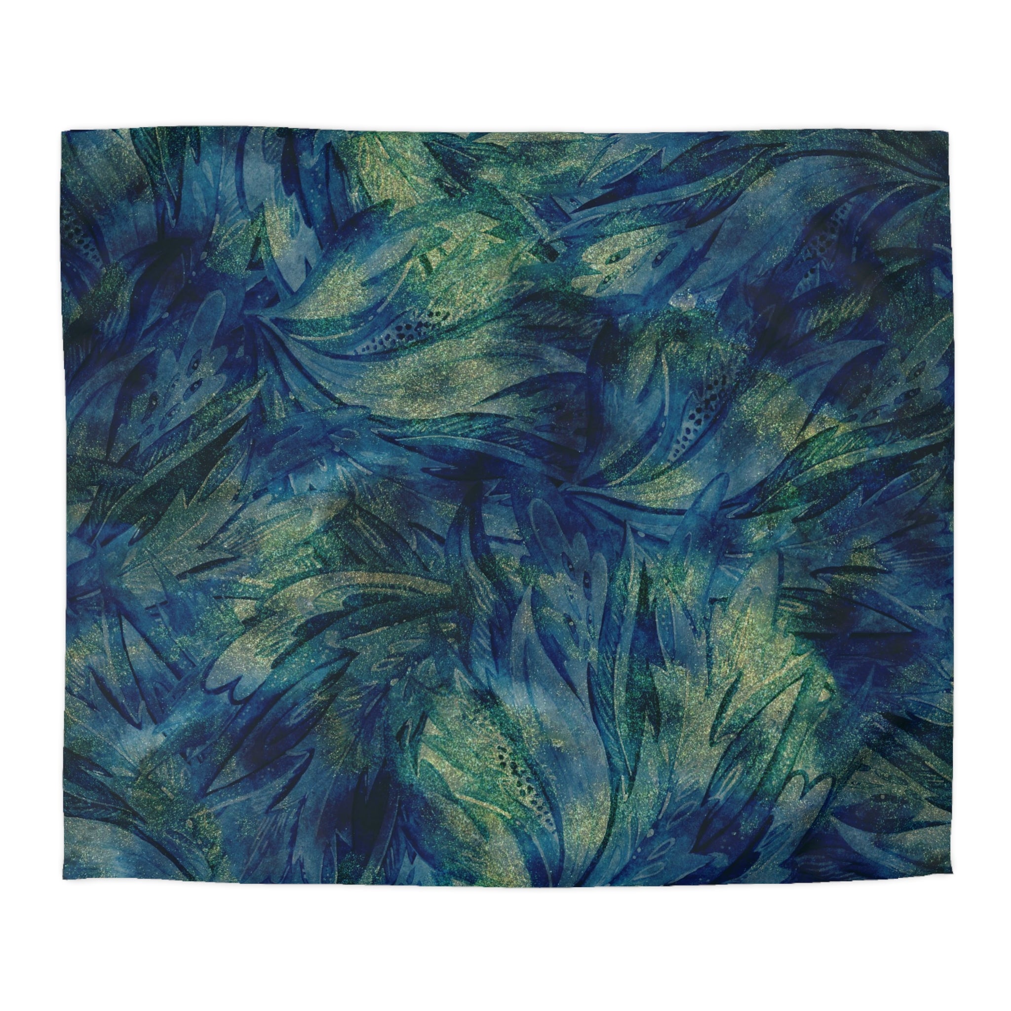 Abstract Duvet Cover | Peacock Navy Blue, Green | Bedroom Decor