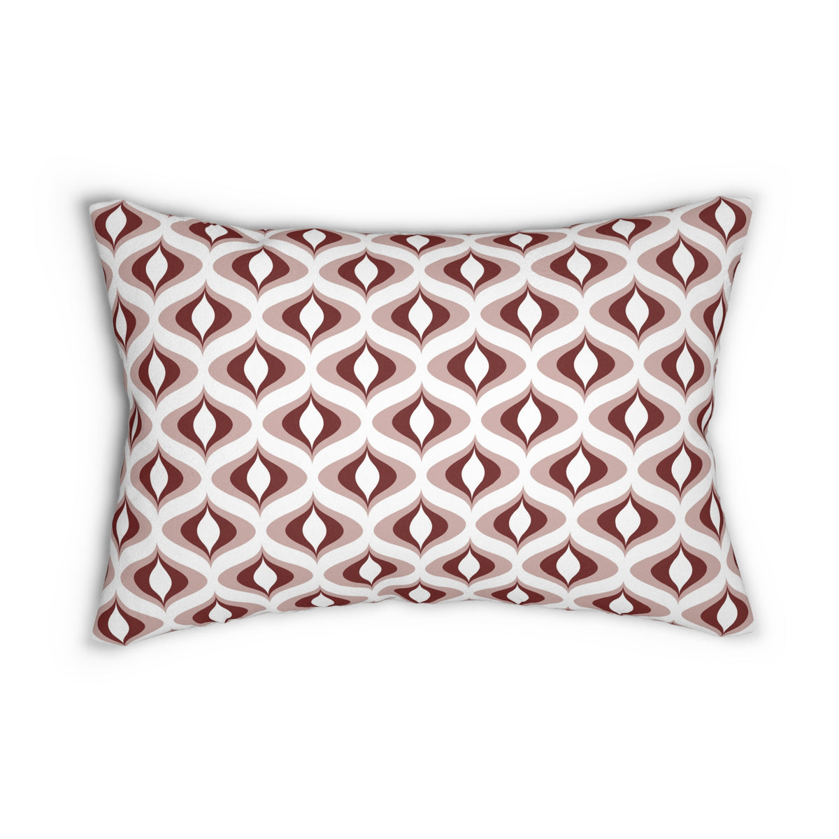 Burgundy Blush Retro Ogee Lumbar Pillow 14x20, Art Deco Accent Pillow